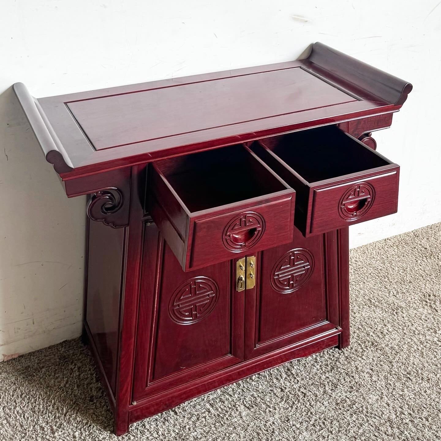 Chinese Carved Rosewood Altar Console Table For Sale 1