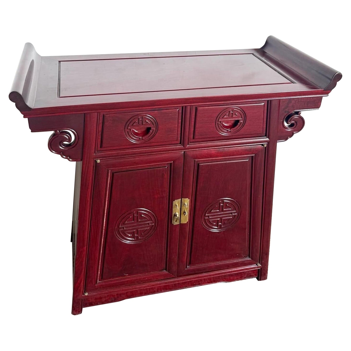 Chinese Carved Rosewood Altar Console Table