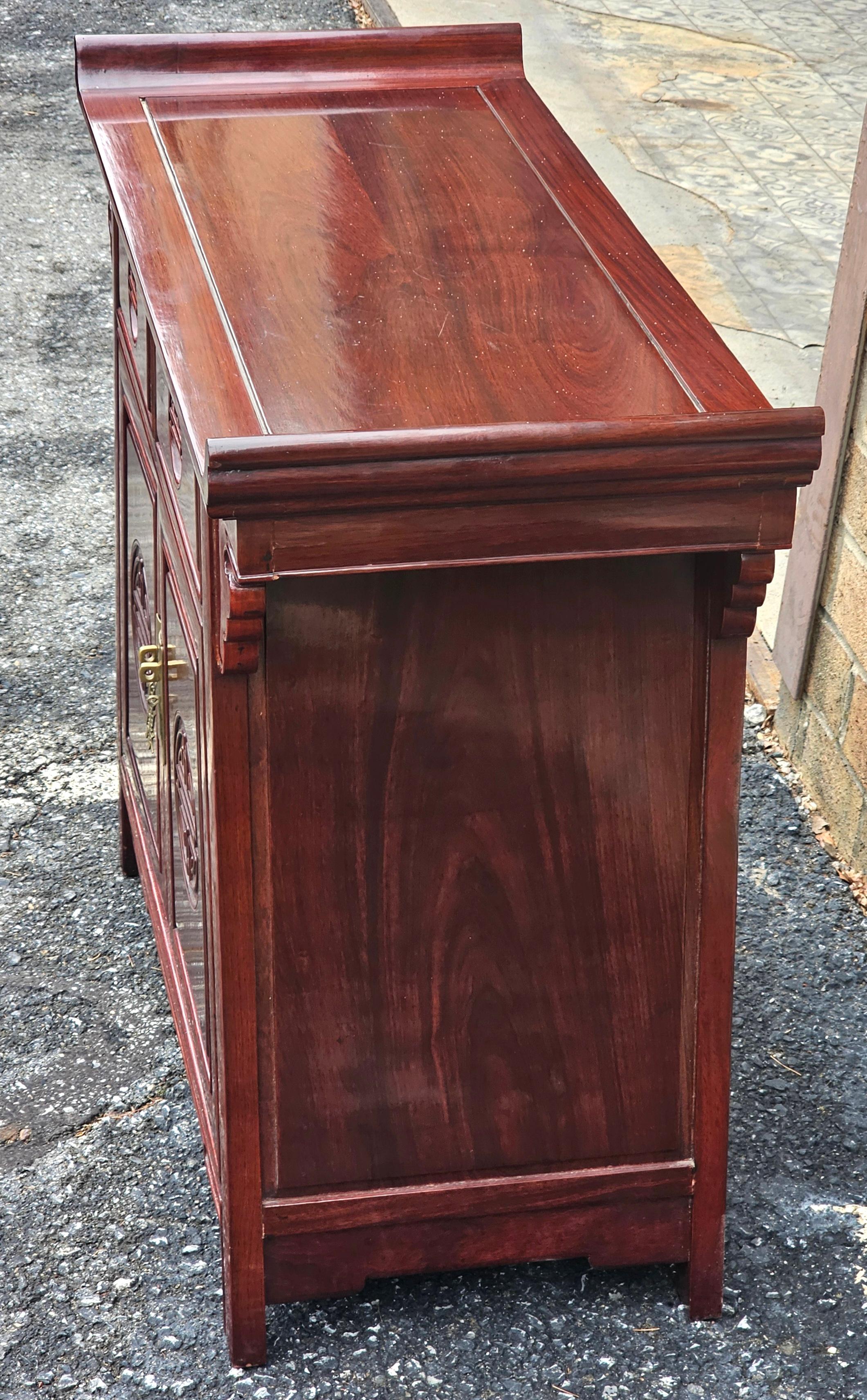 Chinese Carved Rosewood Altar Form Side Cabinet In Good Condition For Sale In Germantown, MD