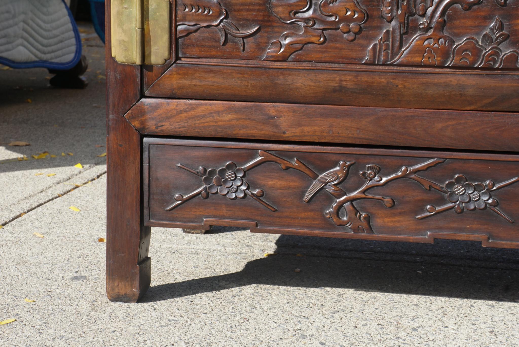 20th Century Chinese Carved Rosewood Cabinet