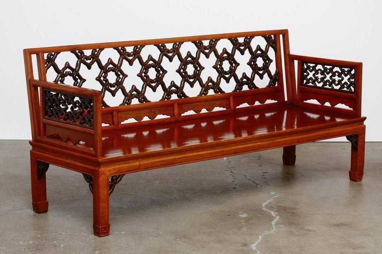 Chinese Carved Rosewood Daybed or Bench at 1stDibs