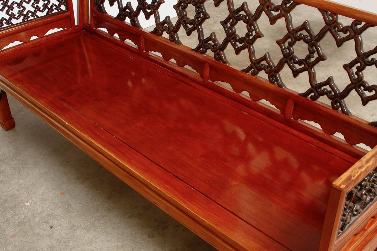 Chinese Carved Rosewood Daybed or Bench 3