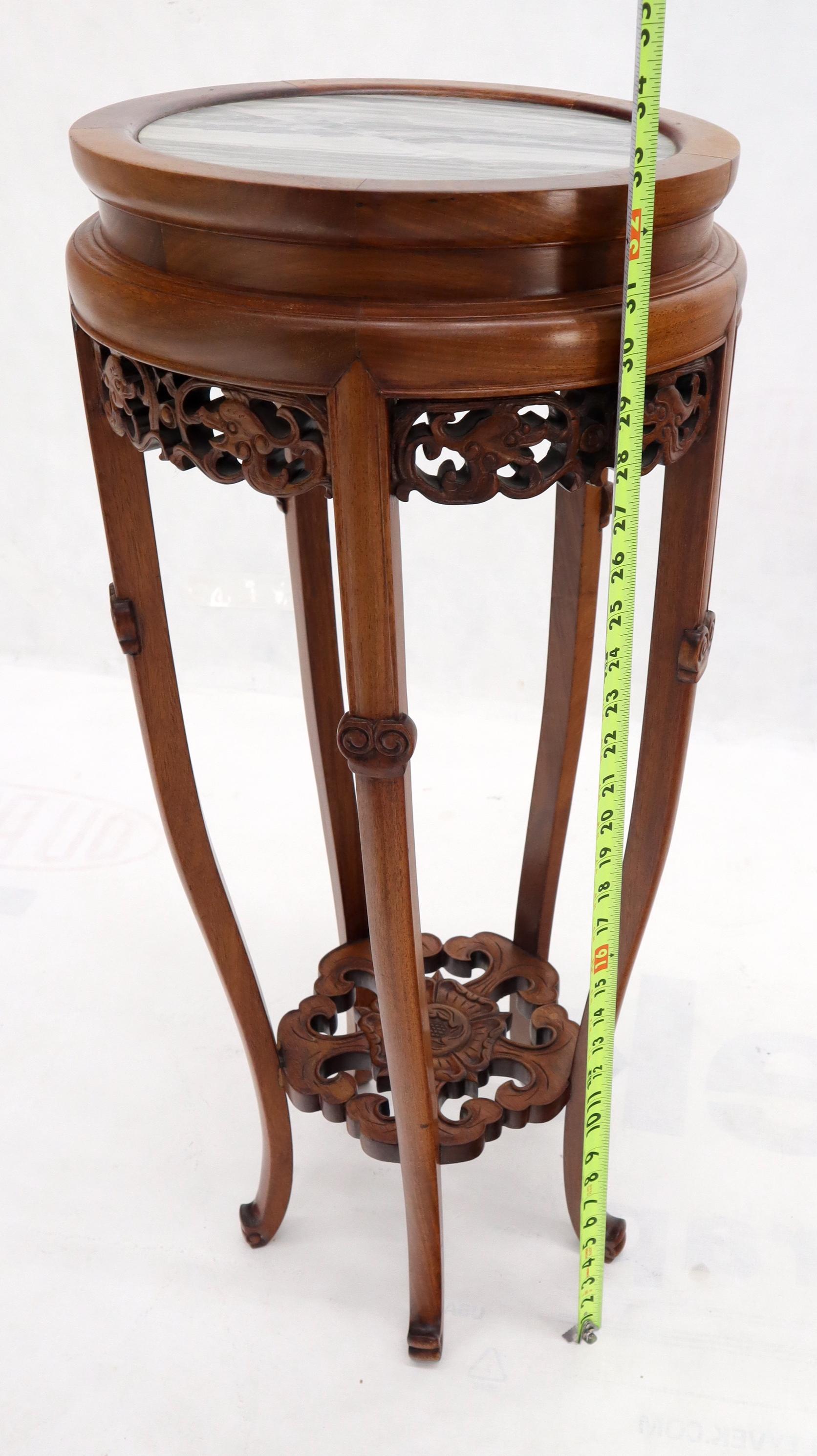 Chinese Carved Rosewood Marble Top Stand For Sale 8