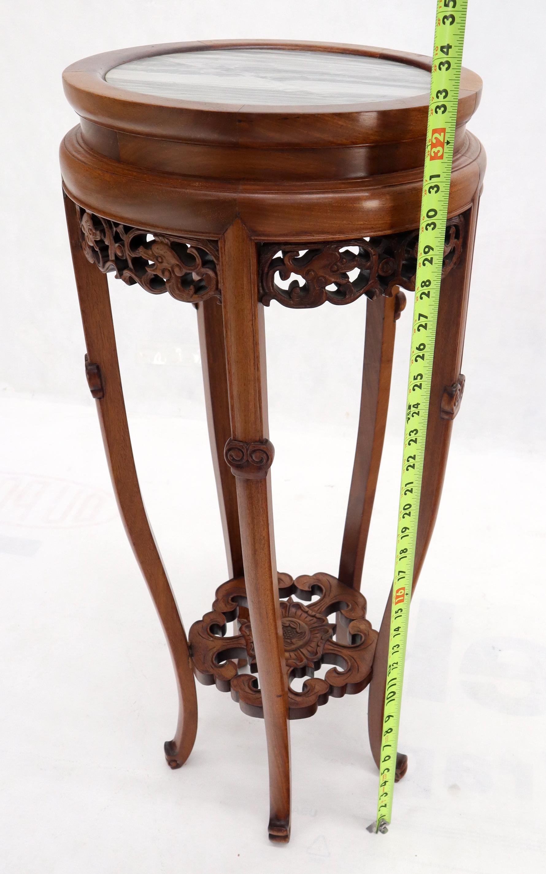 Chinese Carved Rosewood Marble Top Stand For Sale 9