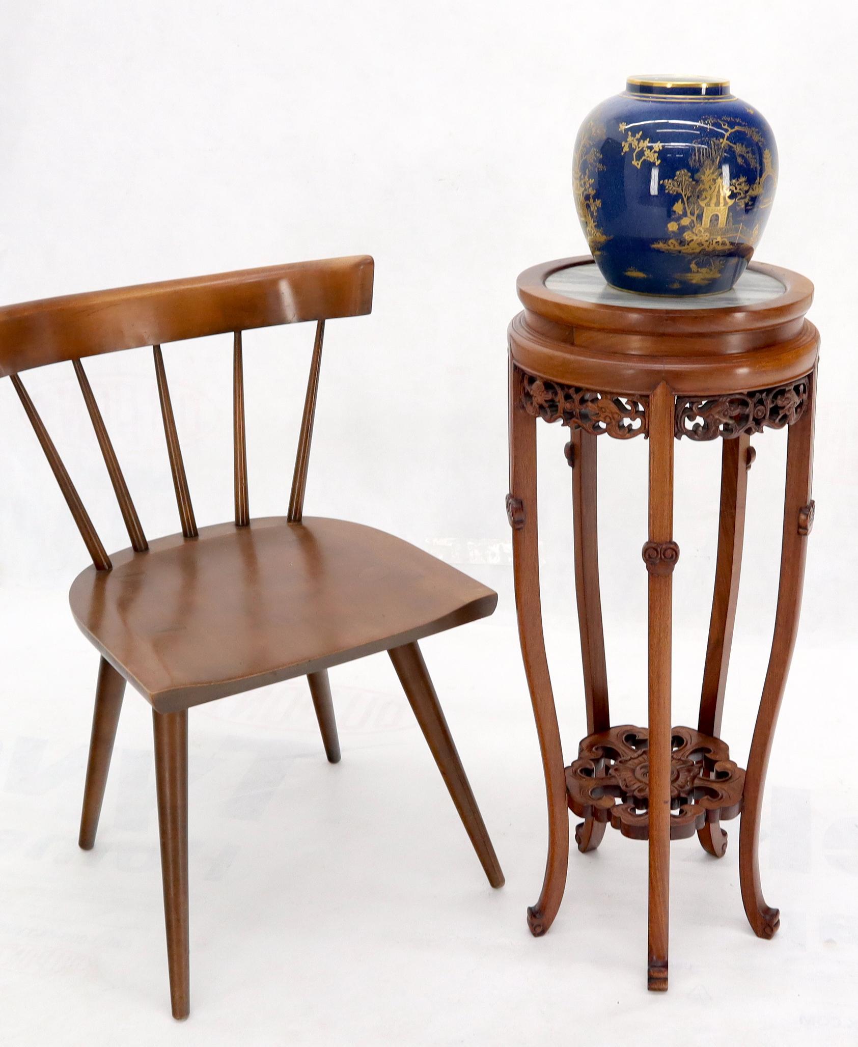 Hochwertige Vintage Chinese Asian geschnitzt Rosenholz Marmor Top Lampe Tisch Stand Sockel.