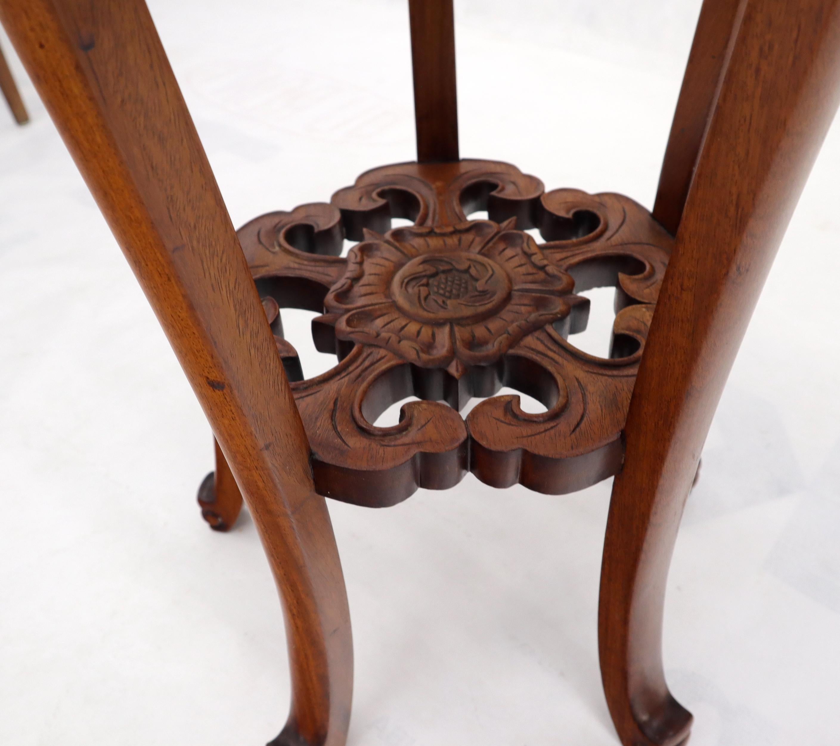 20th Century Chinese Carved Rosewood Marble Top Stand For Sale