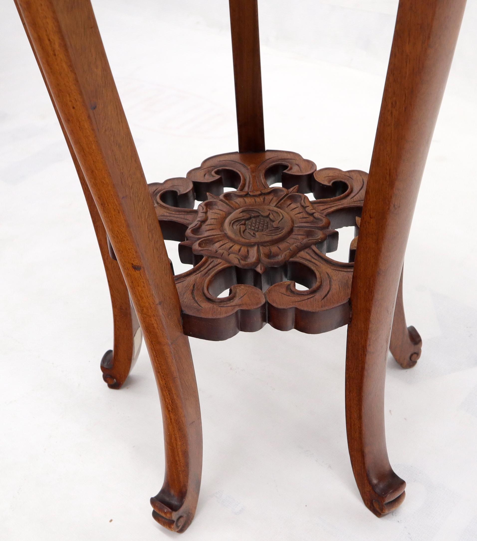 Chinese Carved Rosewood Marble Top Stand For Sale 1