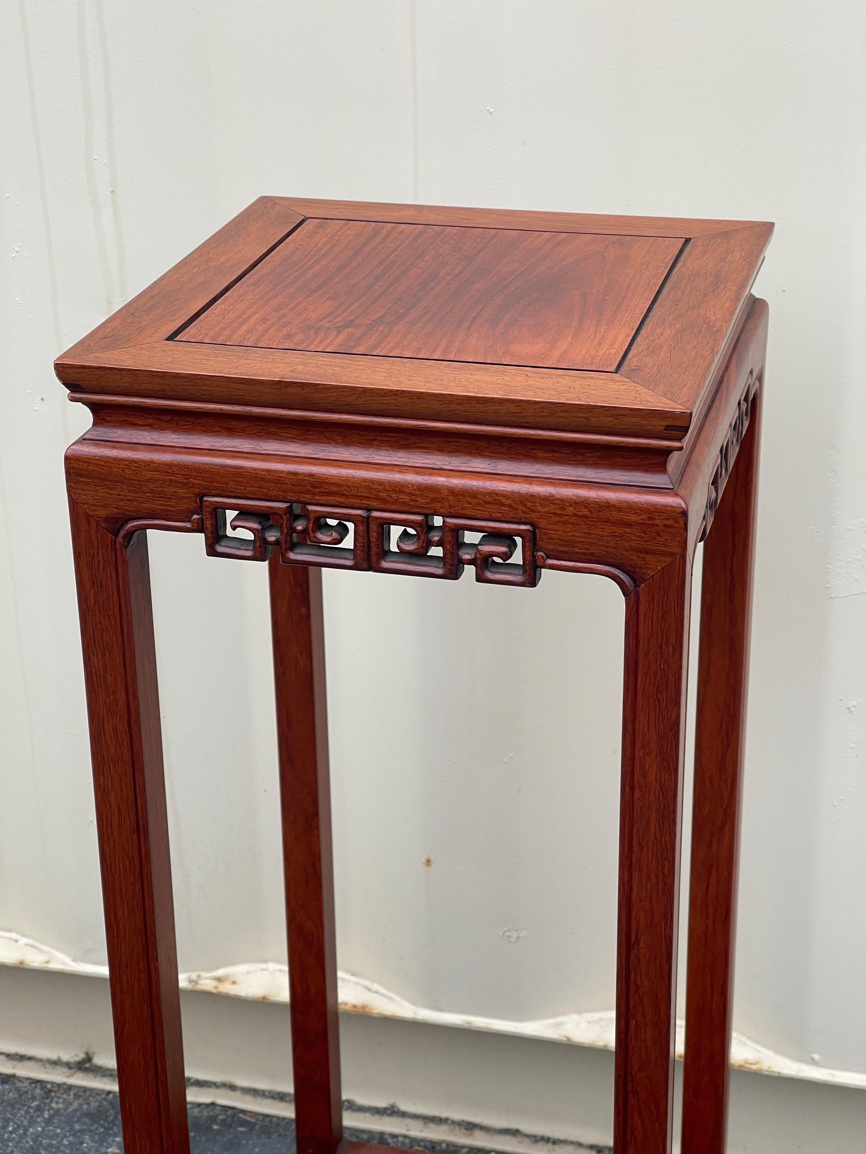 20th Century Chinese Carved Rosewood Plant Stand / Pedestal For Sale