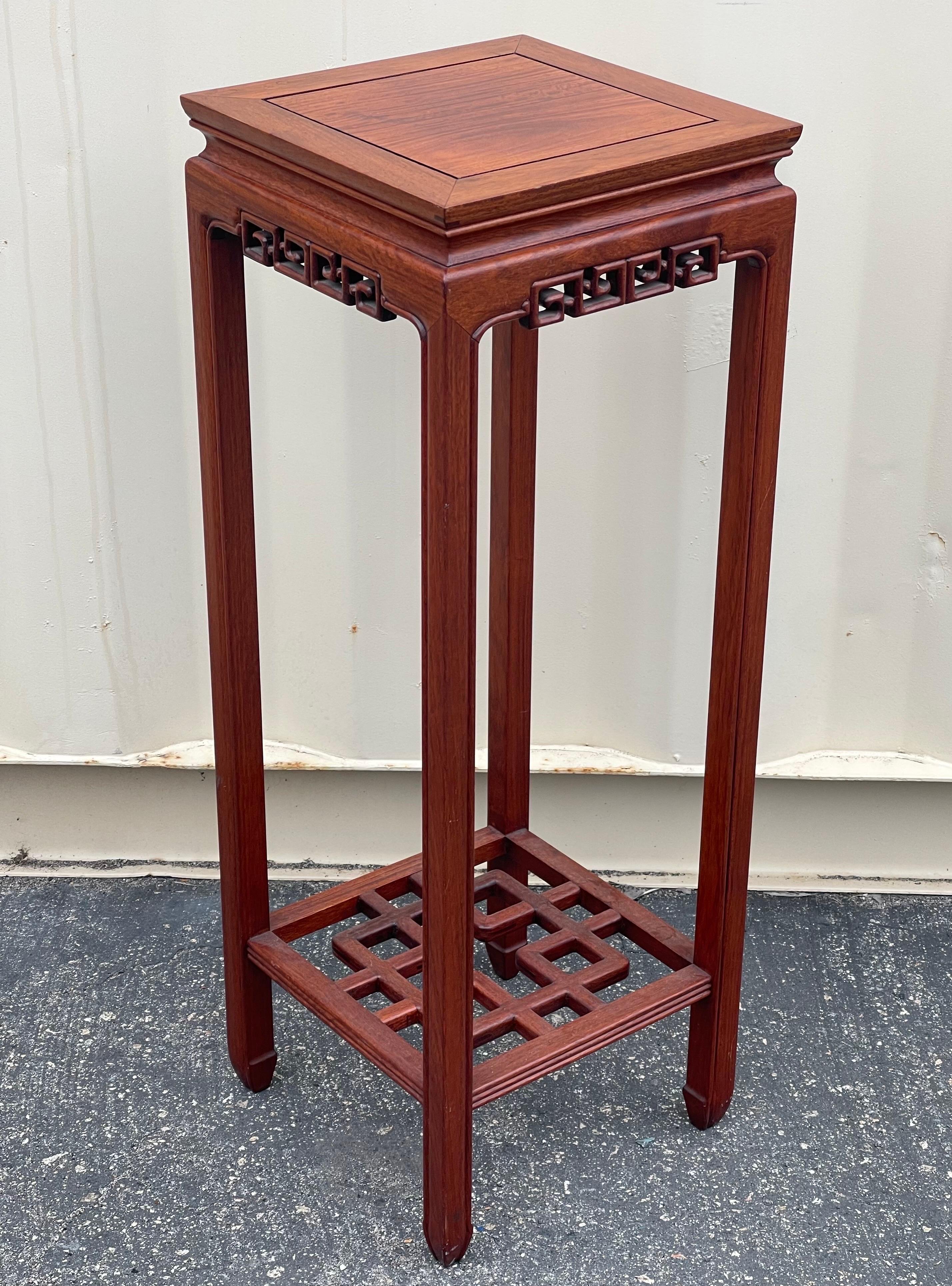 20th Century Chinese Carved Rosewood Plant Stand / Pedestal For Sale