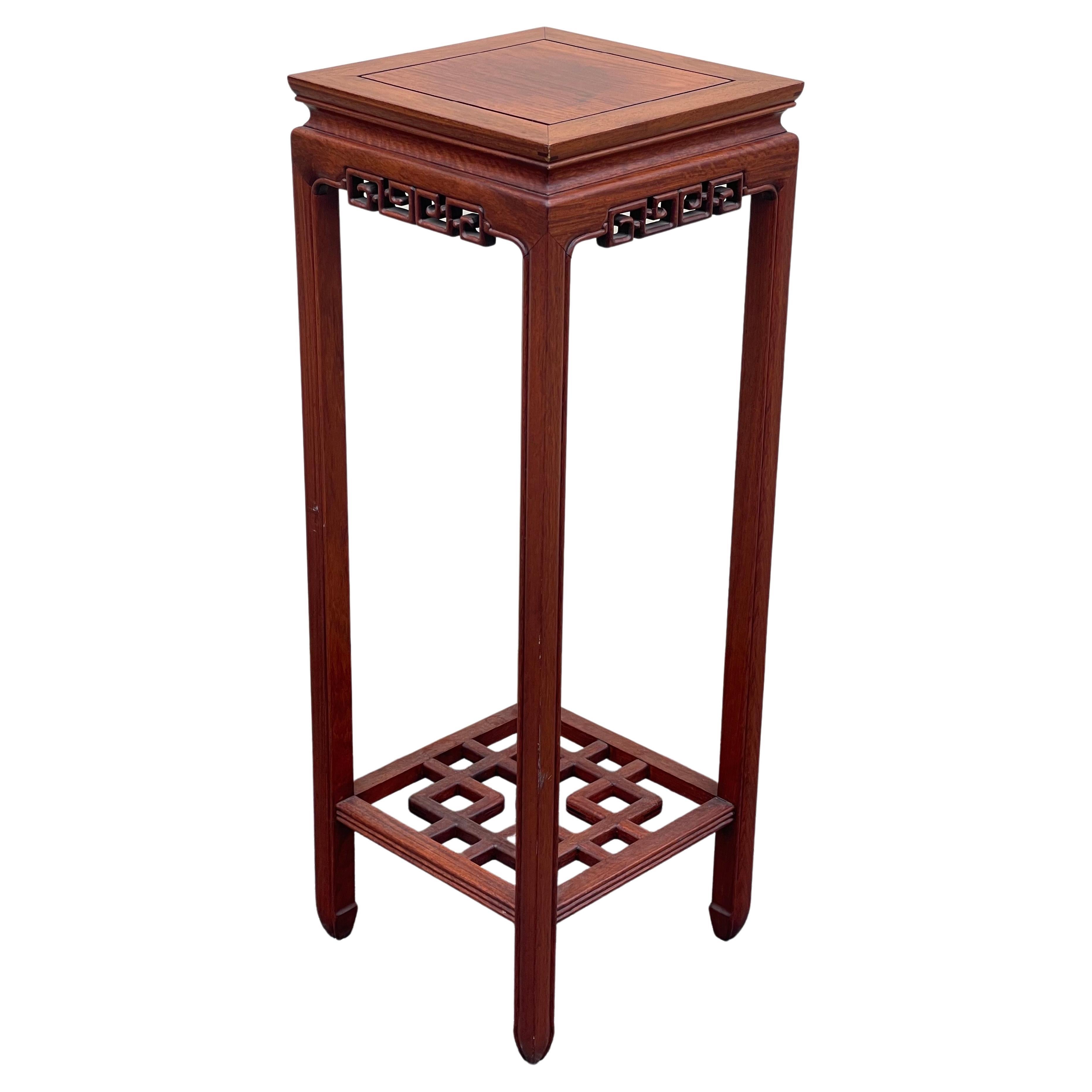 Chinese Carved Rosewood Plant Stand / Pedestal For Sale 3
