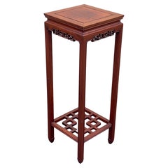 Chinese Carved Rosewood Plant Stand / Pedestal