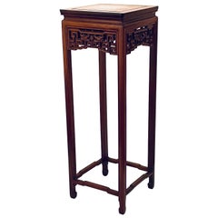 Vintage Chinese Carved Rosewood Stand Pedestal