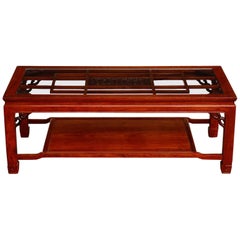 Chinese Carved Rosewood Two-Tier Coffee Cocktail Table