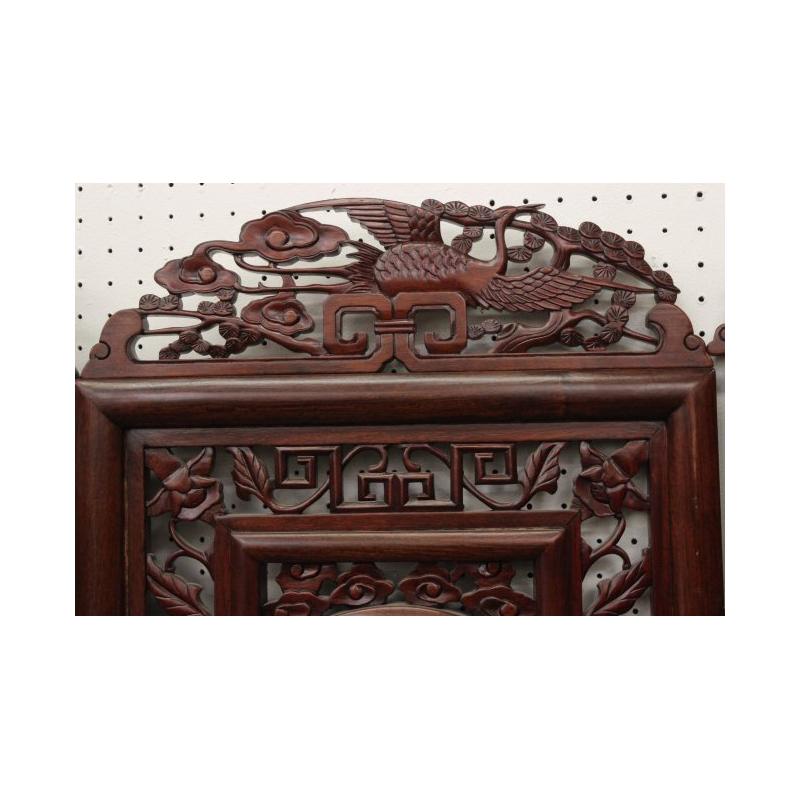 Chinese Carved Screen with Porcelain Plaques 2