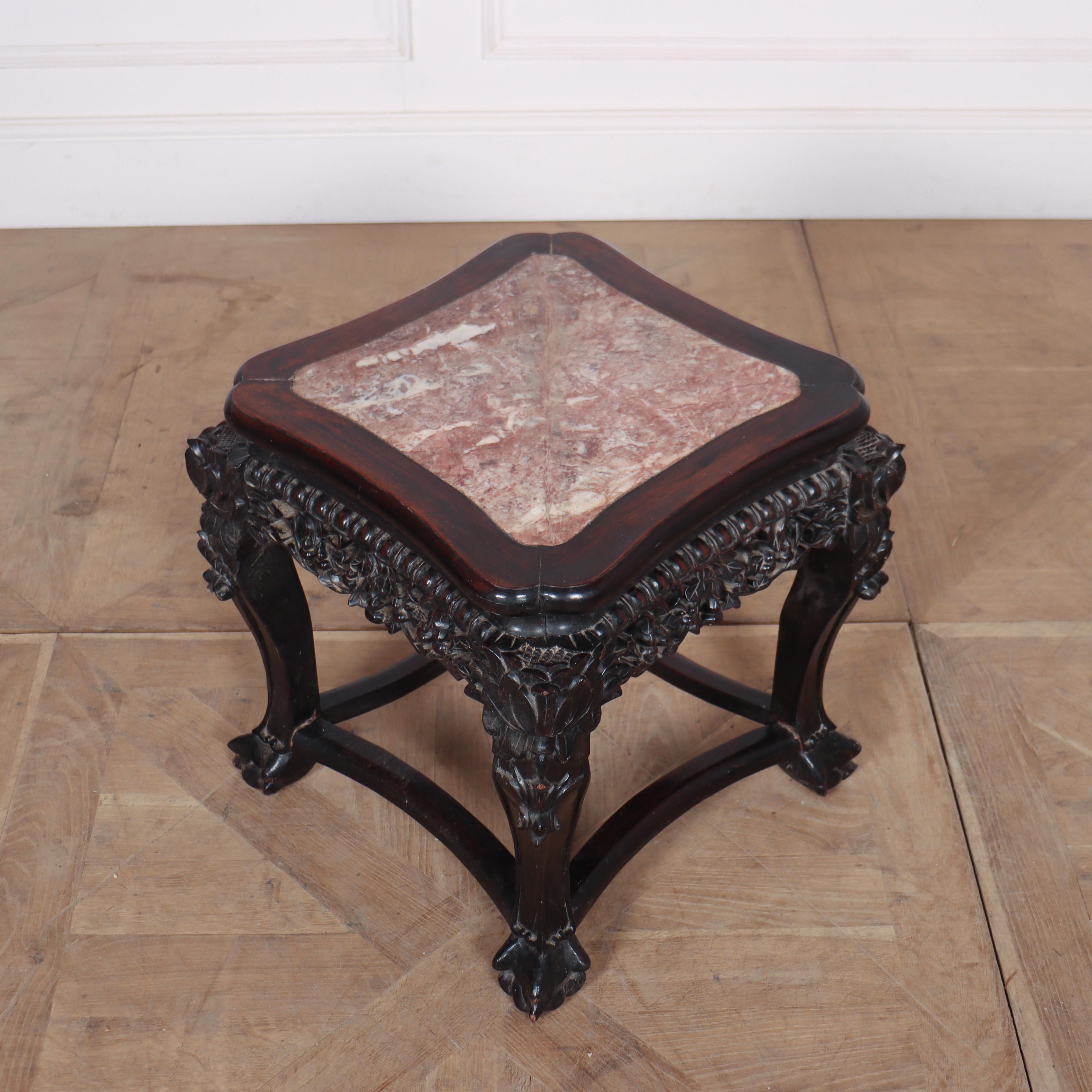 Late 19th C Chinese carved elm and marble side table. 1890

Reference: 7941

Dimensions
17 inches (43 cms) Wide
17 inches (43 cms) Deep
18.5 inches (47 cms) High