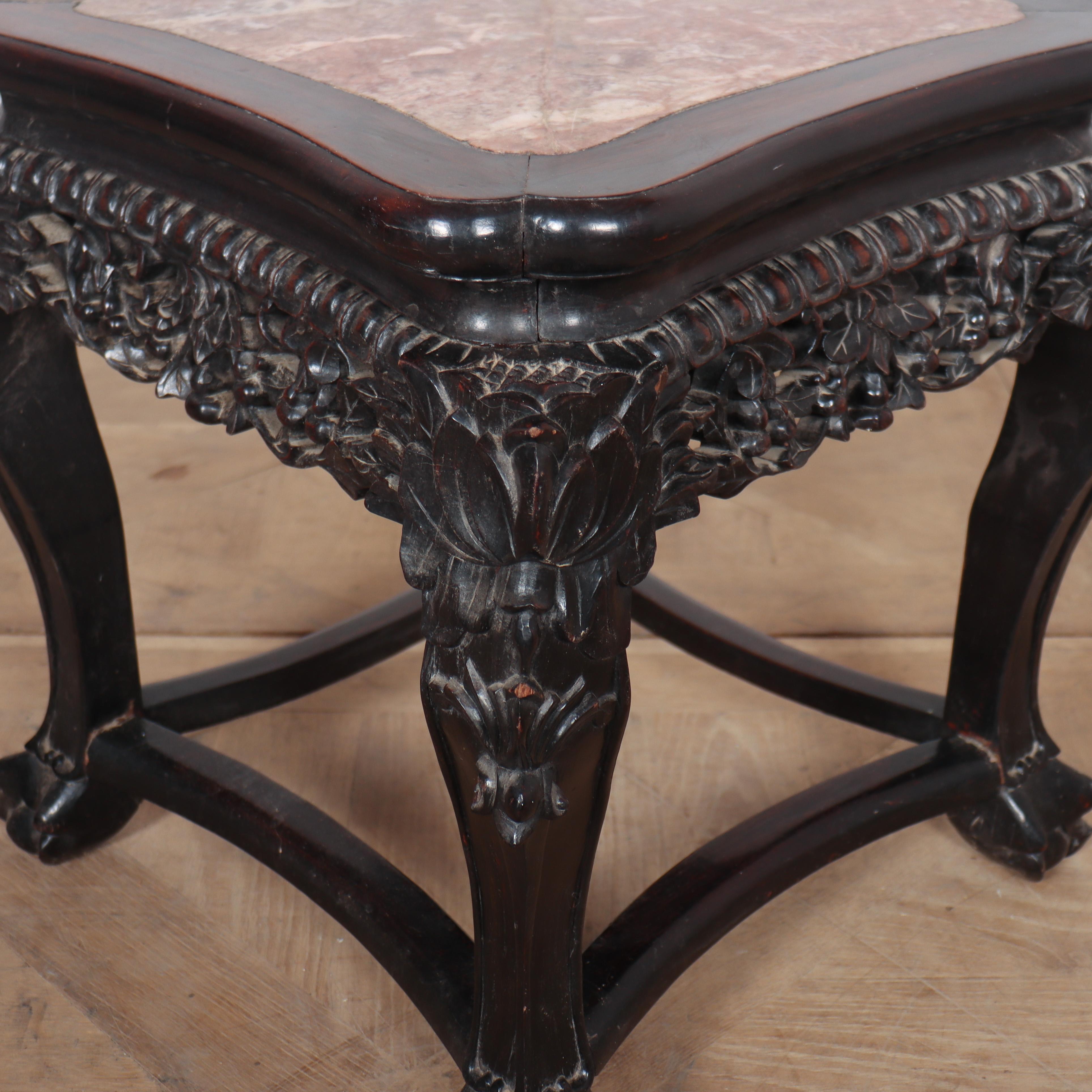 Chinese Carved Side Table In Good Condition For Sale In Leamington Spa, Warwickshire
