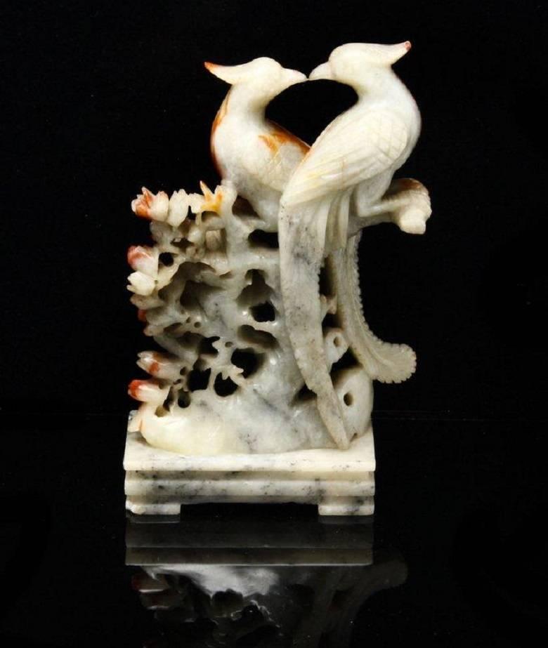 Chinese Carved Soapstone Grouping of Birds Sculpture 5
