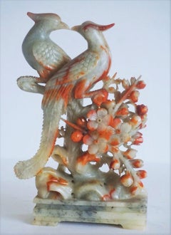 Chinese Carved Soapstone Grouping of Birds Sculpture