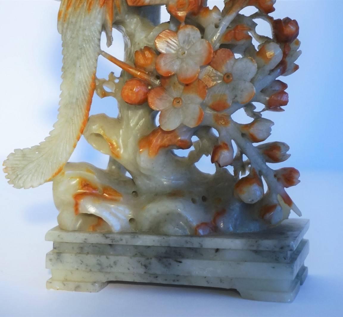 20th Century Chinese Carved Soapstone Grouping of Birds Sculpture