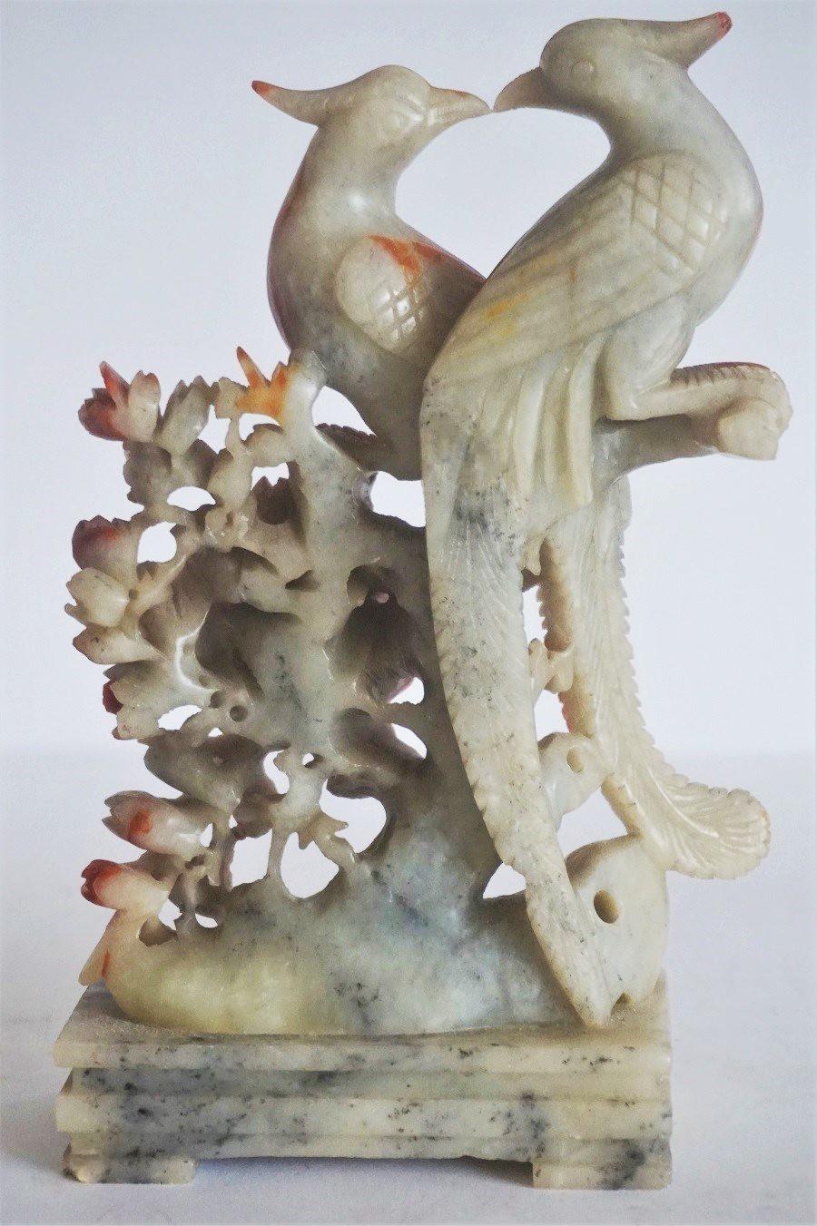 Chinese Carved Soapstone Grouping of Birds Sculpture 2
