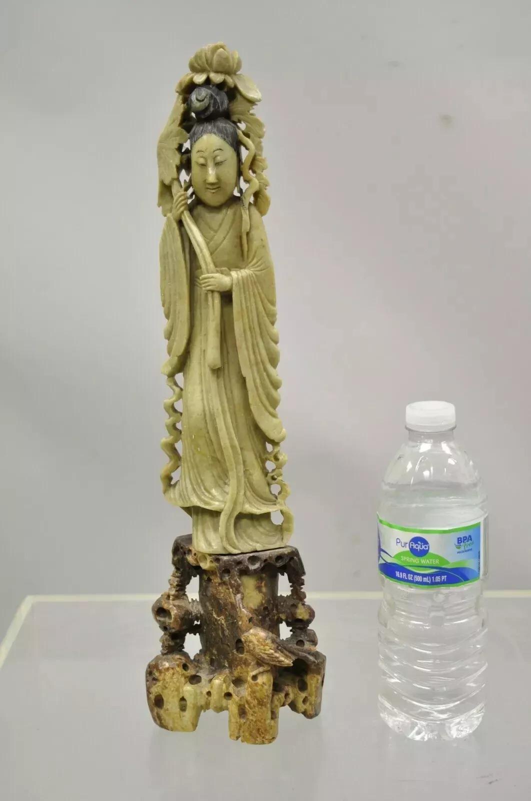 Vintage Chinese Carved Speckstein Guanyin Kwan Yin 15