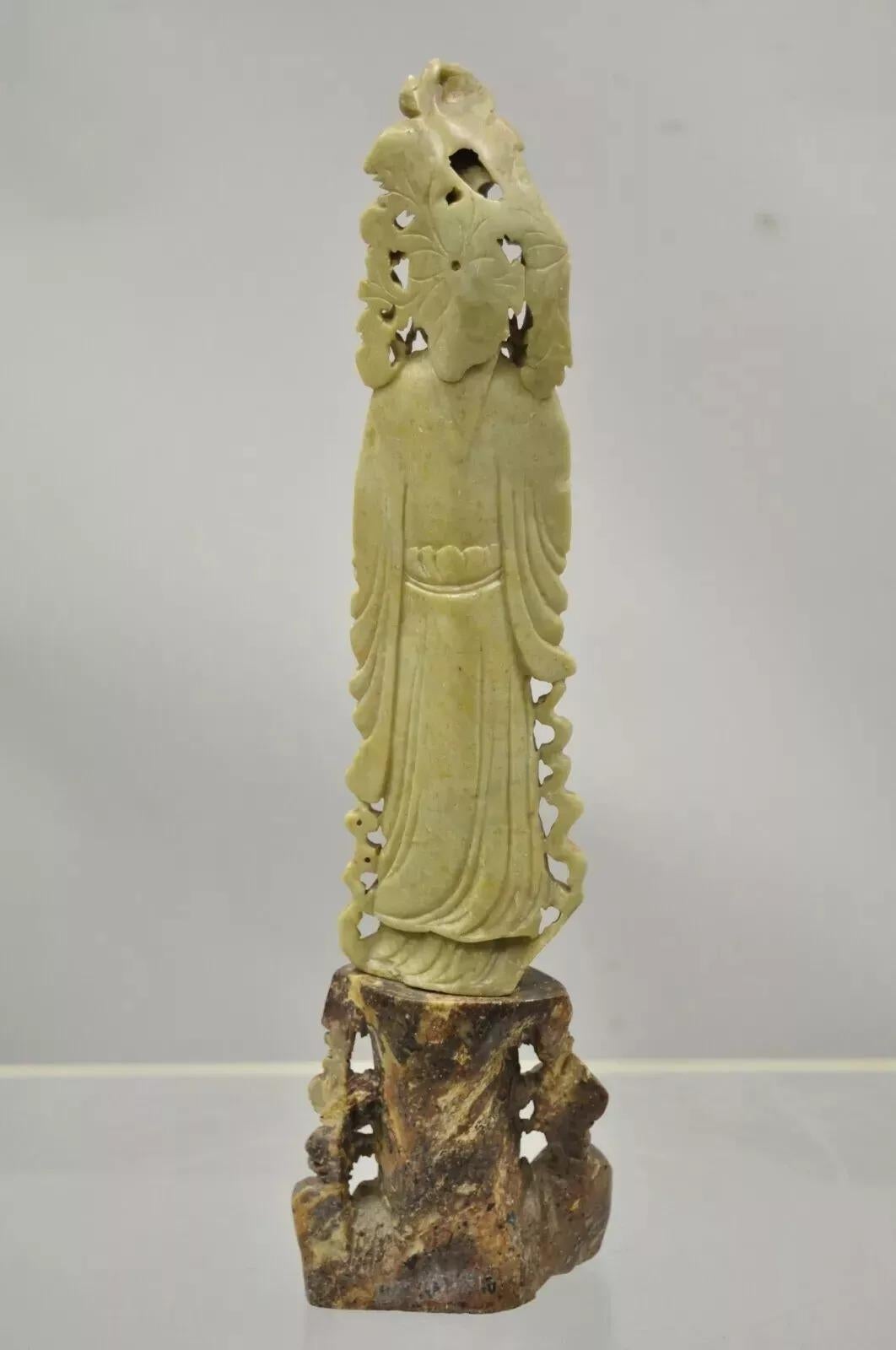 Chinesische geschnitzte Seifenstein-Skulptur Guanyin Kwan Yin 15