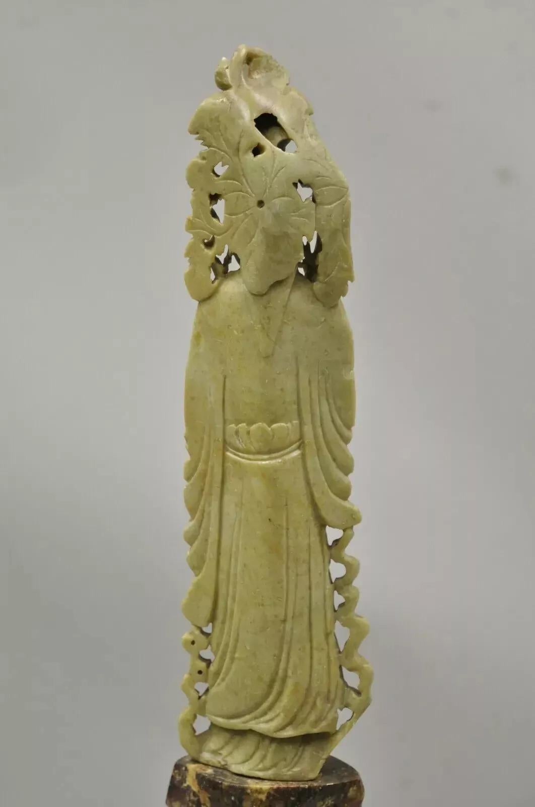 Chinesische geschnitzte Seifenstein-Skulptur Guanyin Kwan Yin 15