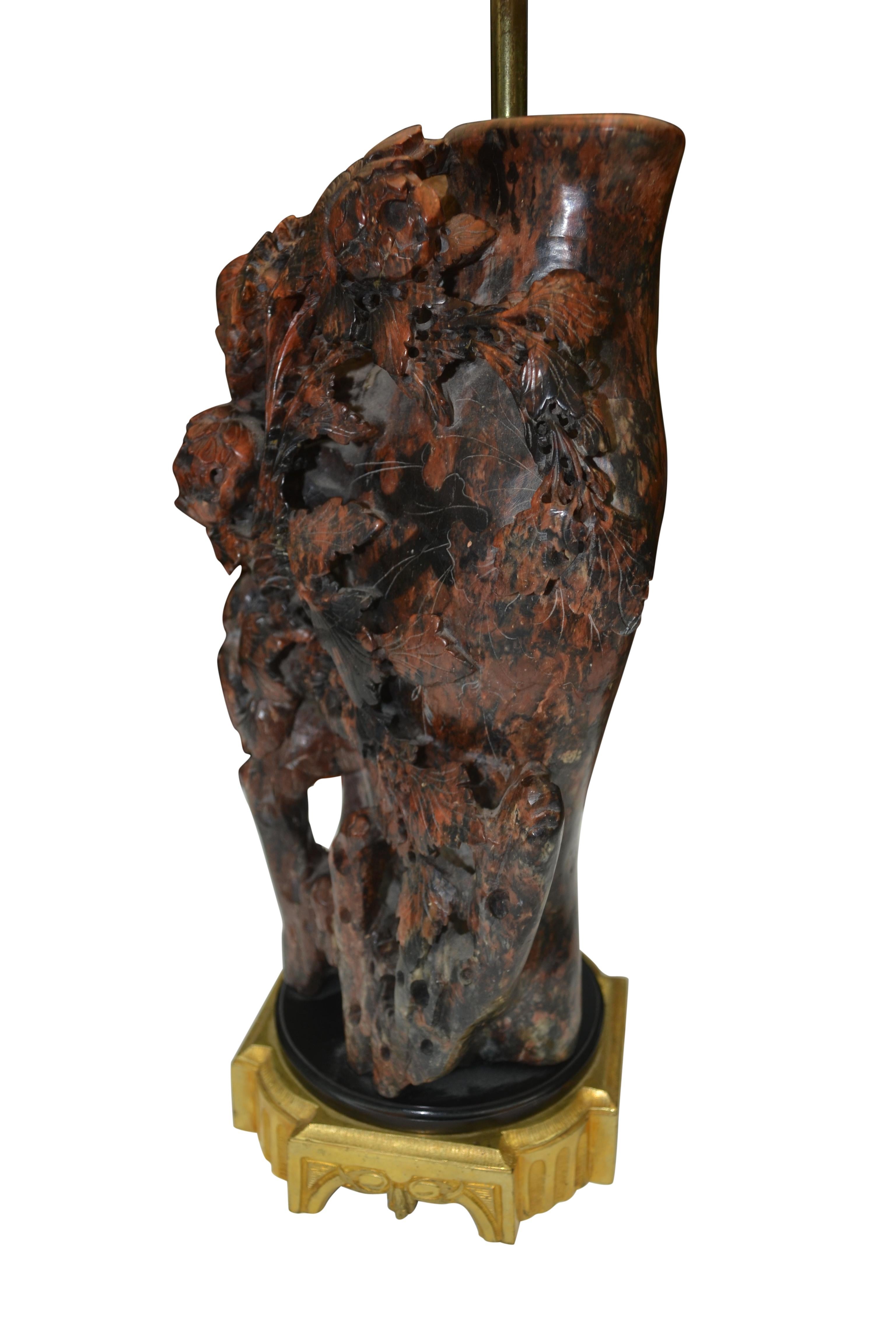 brown stone lamp