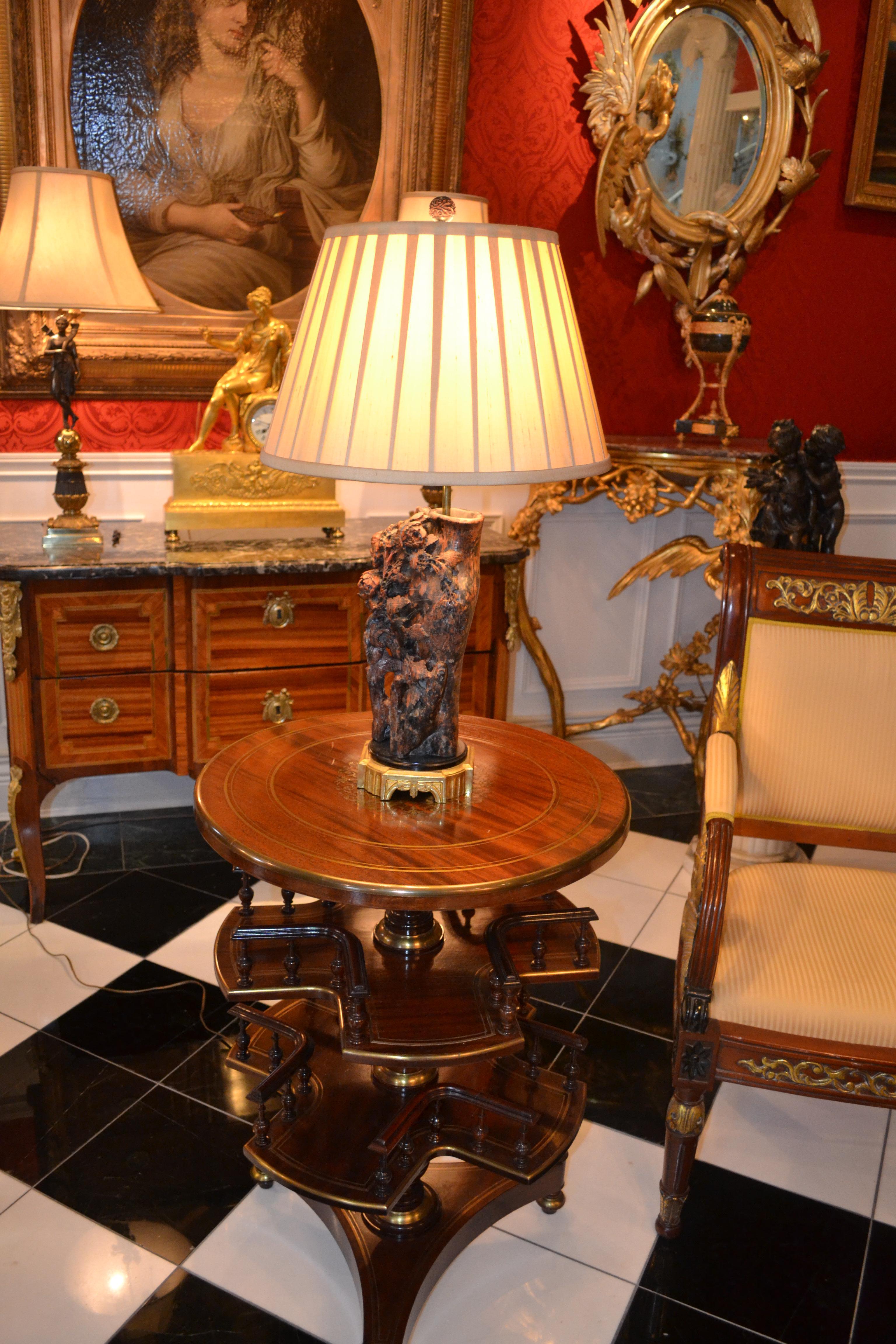 Chinese Carved Soapstone Lamp In Good Condition For Sale In Vancouver, British Columbia
