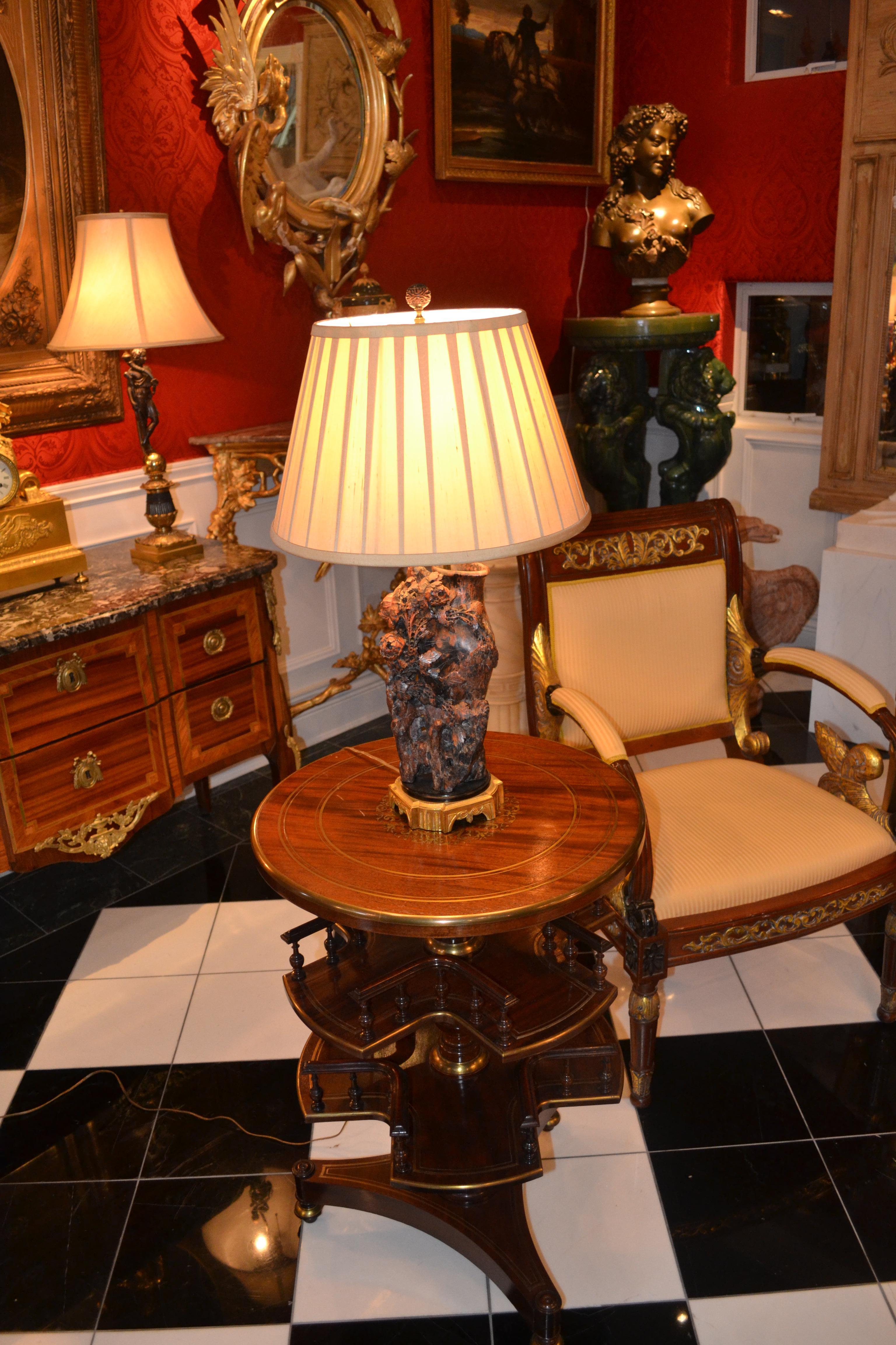 20th Century Chinese Carved Soapstone Lamp For Sale