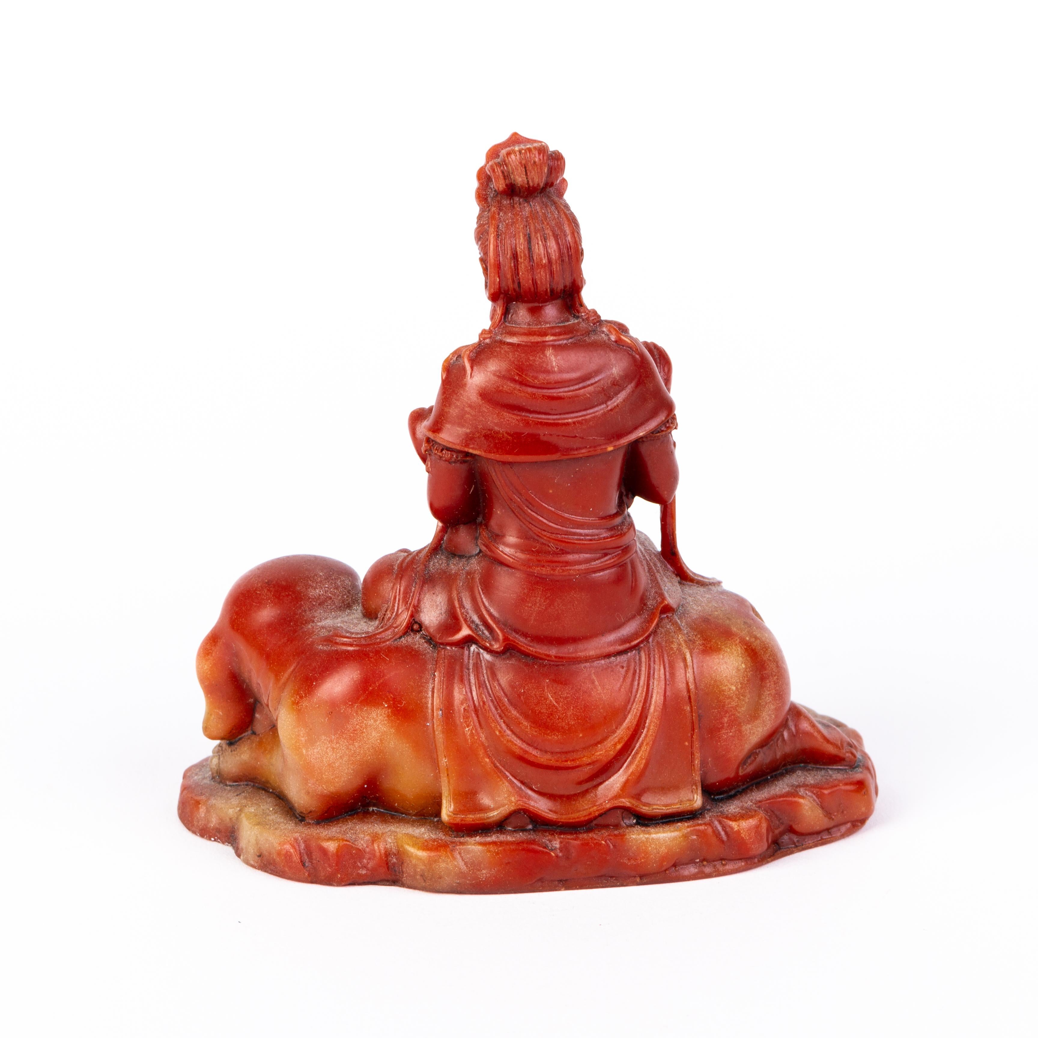 Hand-Carved Chinese Carved Soapstone Quanyin Desk Seal Sculpture 19th Century Qing For Sale