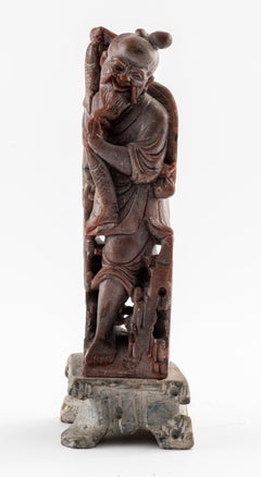 Chinese Carved Soapstone Sculpture of a Fisherman