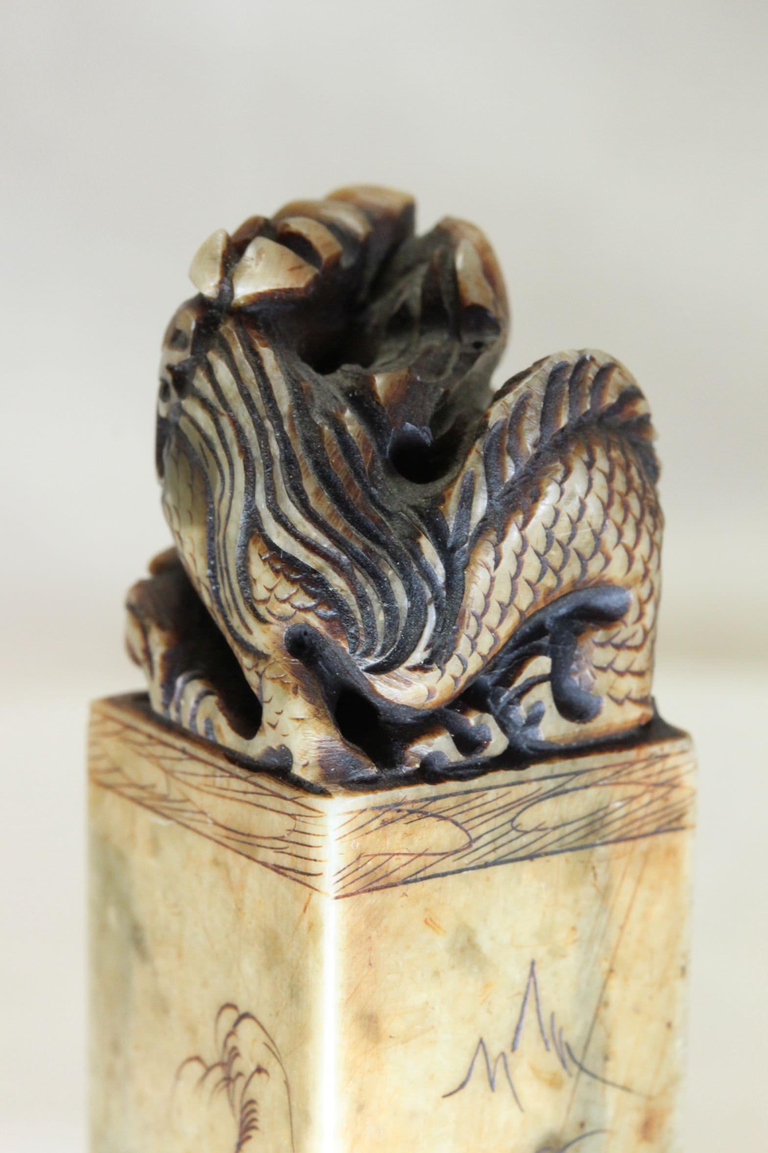 Hand-Carved Chinese carved soapstone seal