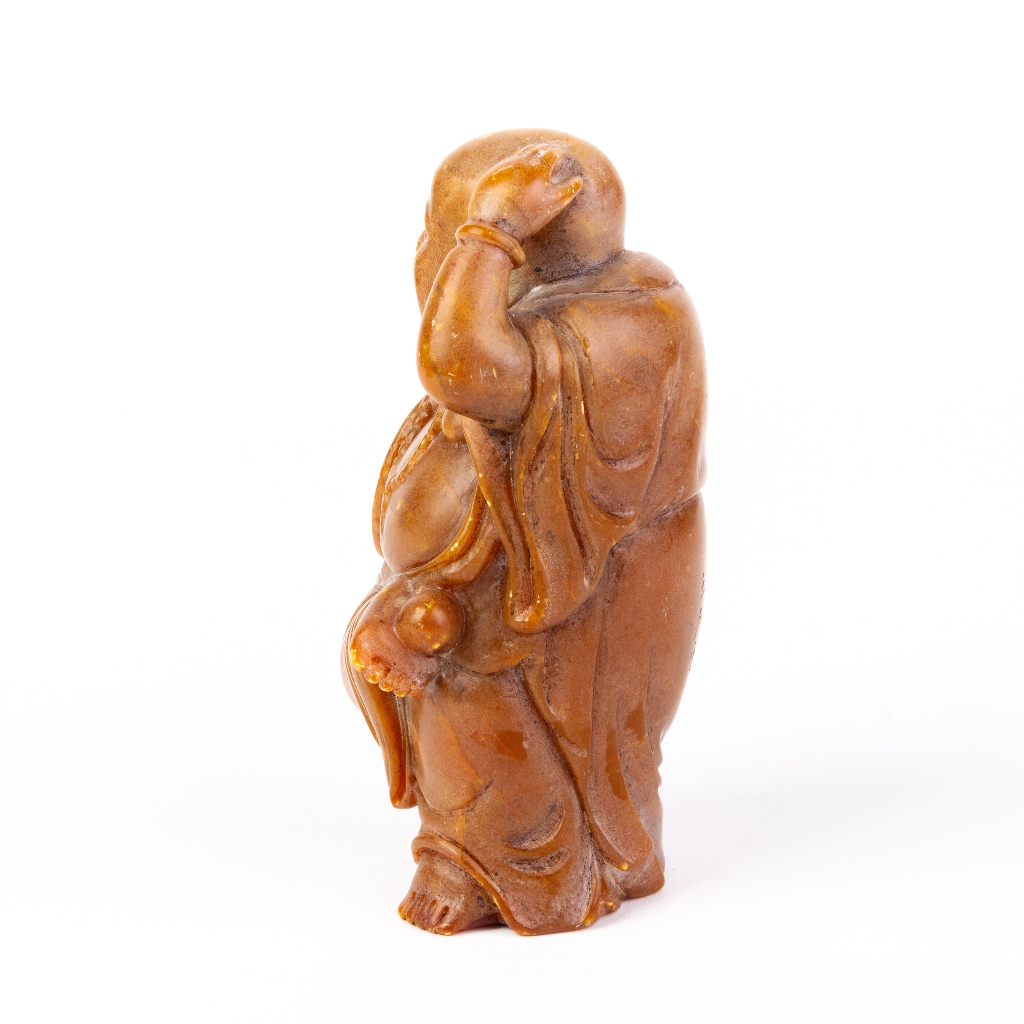 Chinese Carved Soapstone Signed Buddha Desk Seal Sculpture 19th Century Qing In Good Condition For Sale In Nottingham, GB