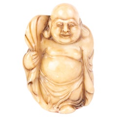 Sculpture de sceau de bureau chinois en pierre de savon sculptée signée Bouddha, 19ème siècle Qing
