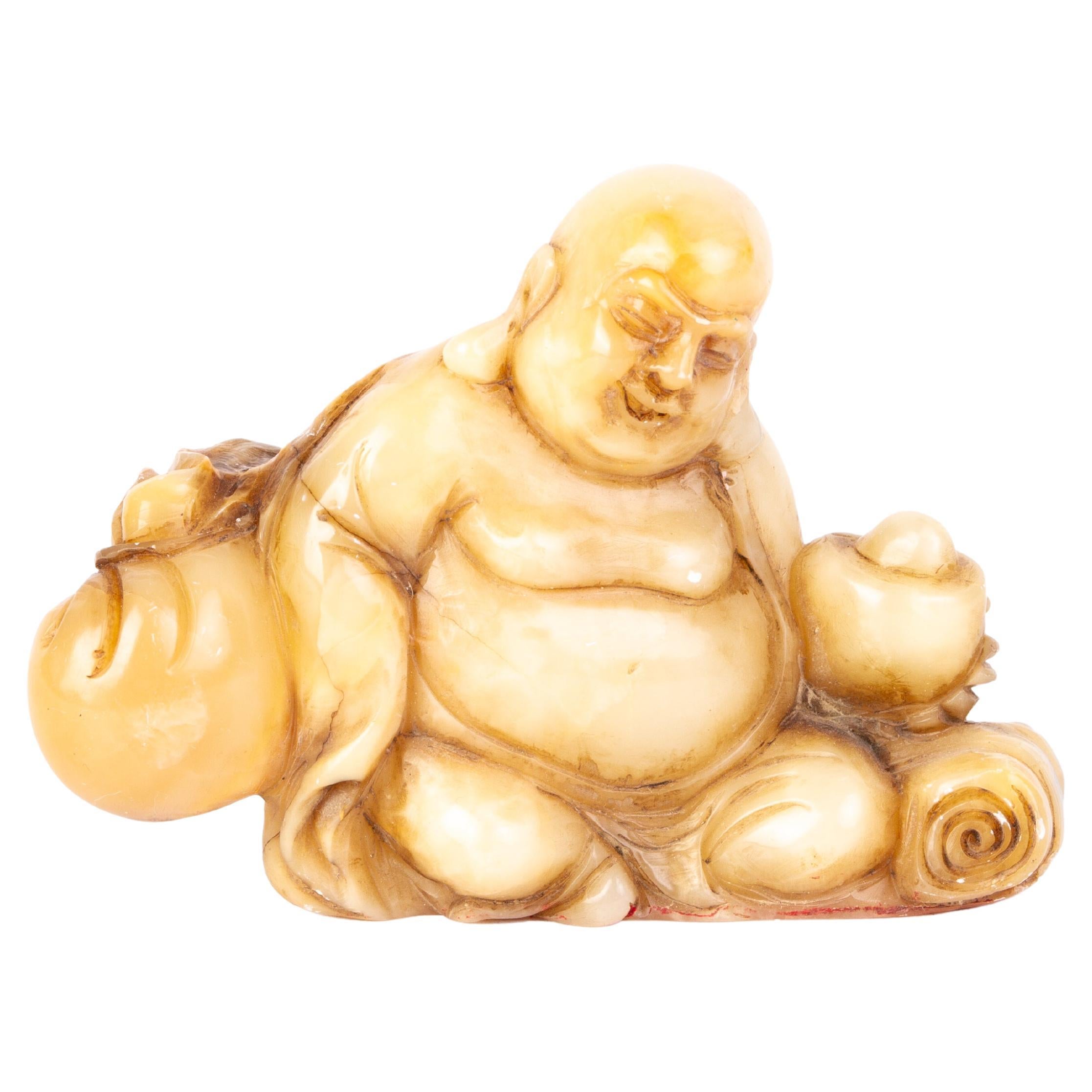 Chinese Carved Soapstone Signed Buddha Desk Seal Sculpture 19th Century Qing For Sale at 1stDibs