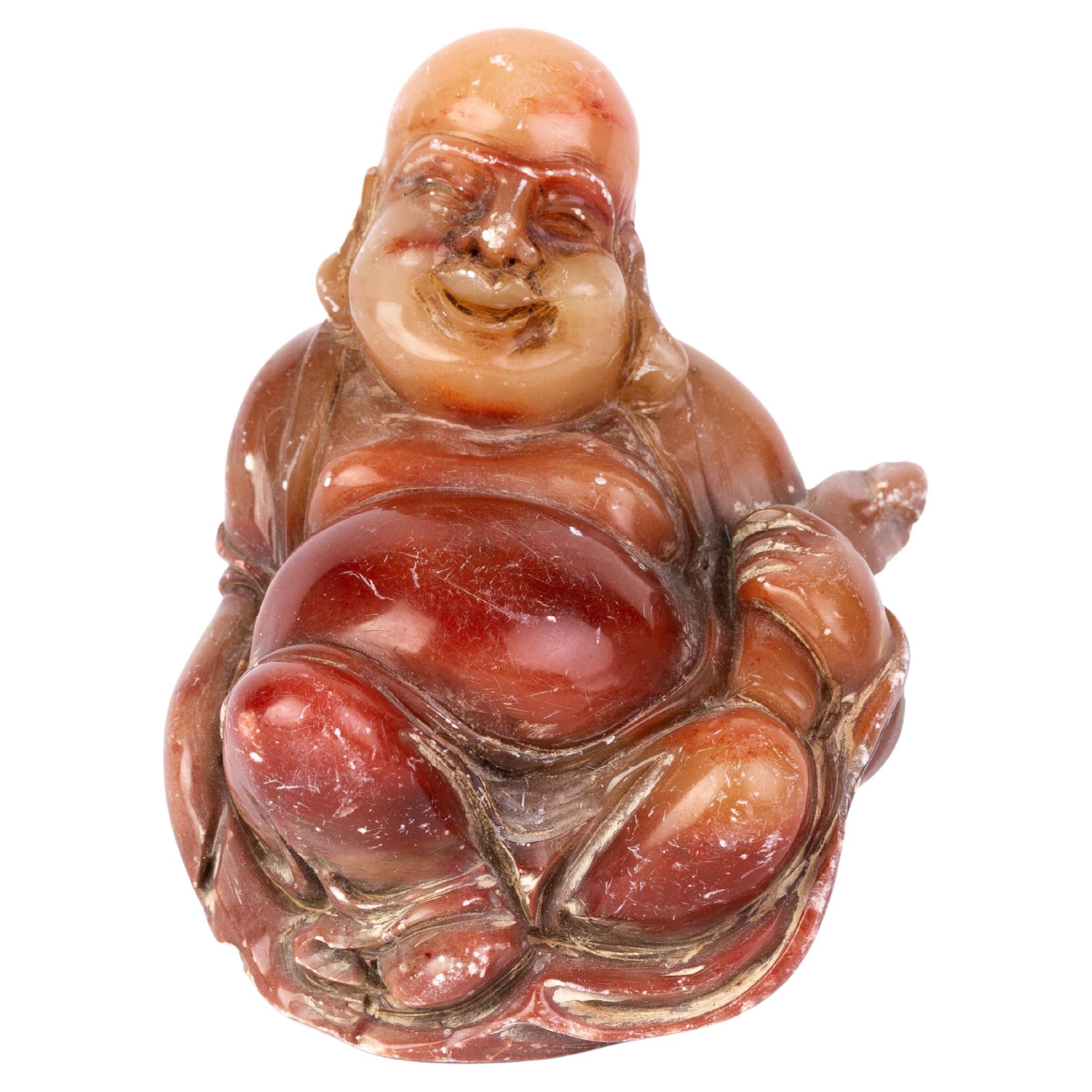 Chinese Carved Soapstone Signed Buddha Desk Seal Sculpture 19th Century Qing For Sale at 1stDibs