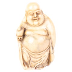 Chinesische geschnitzte Seifenstein-Skulptur, signiert Buddha-Schreibtisch, Siegelskulptur, 19. Jahrhundert, Qing