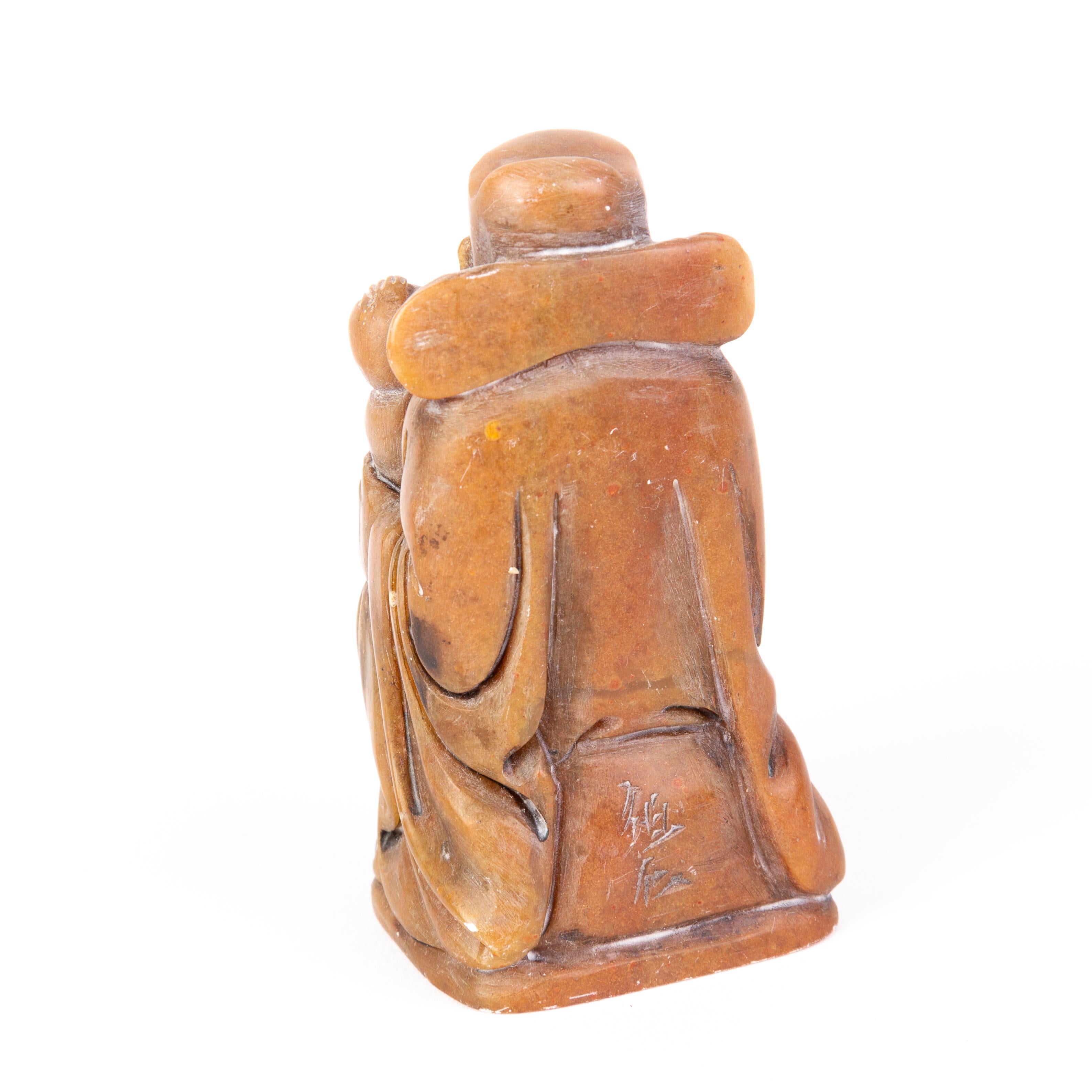 Hand-Carved Chinese Carved Soapstone Signed Desk Seal Sculpture 19th Century Qing For Sale
