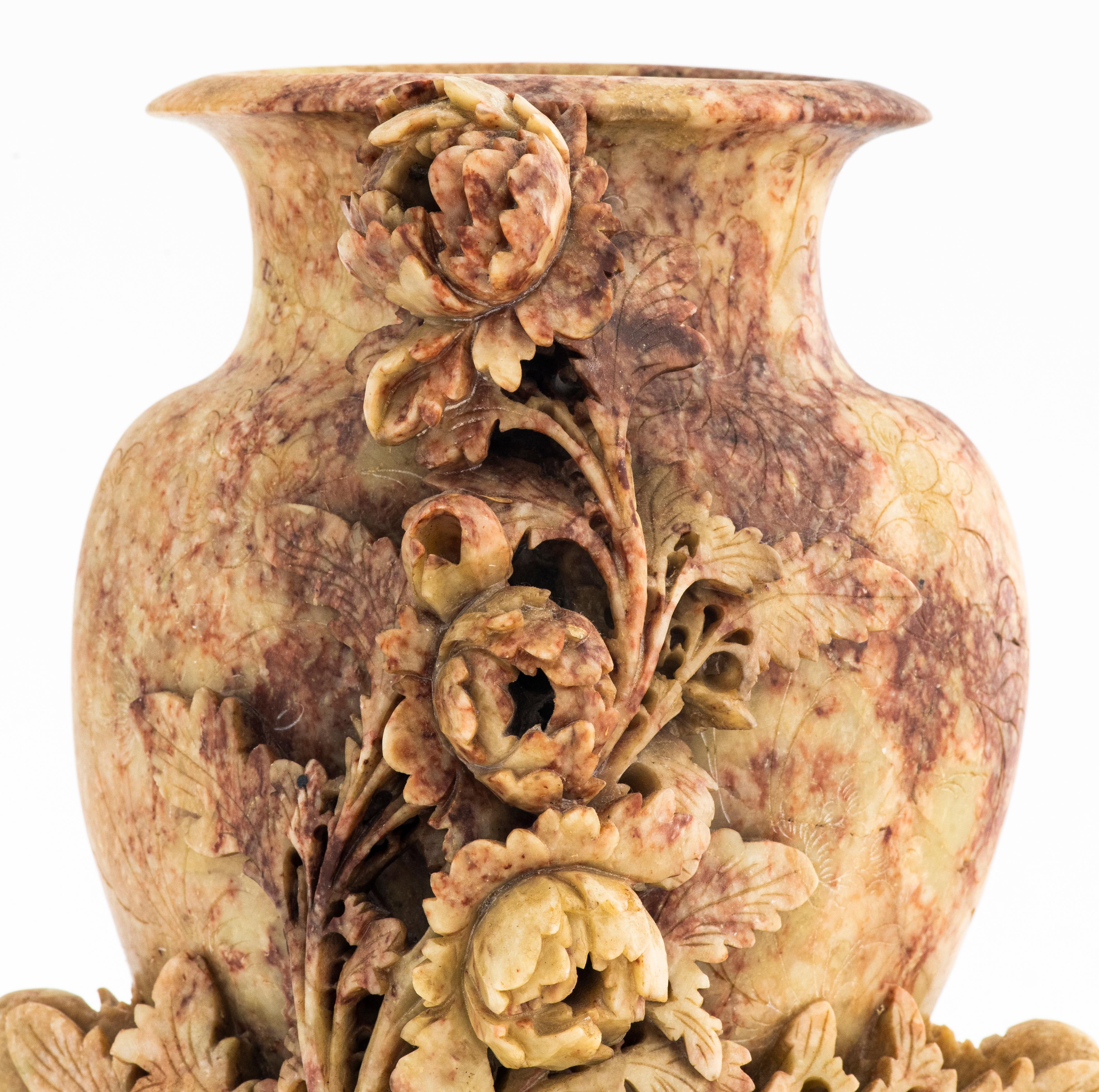 Chinese Carved Soapstone Vase For Sale 3