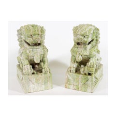 Chinese Carved Stone Foo Dogs, a Pair