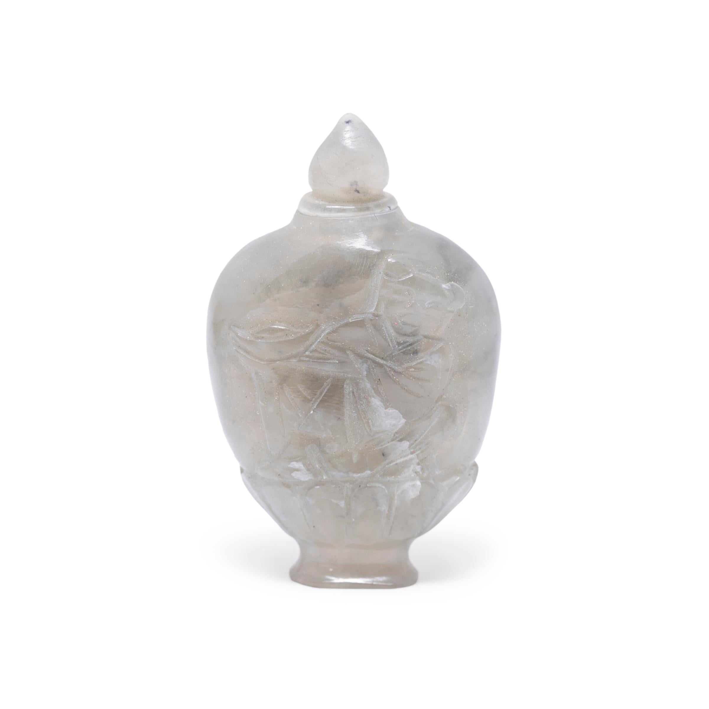 Qing Chinese Carved Stone Snuff Bottle For Sale