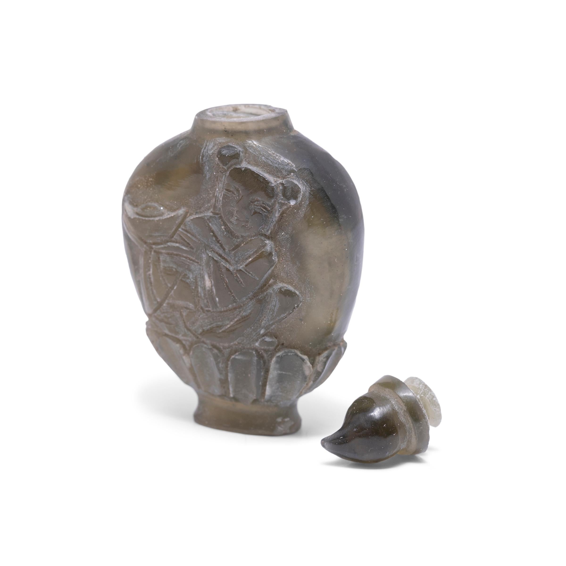 Hand-Carved Chinese Carved Stone Snuff Bottle For Sale
