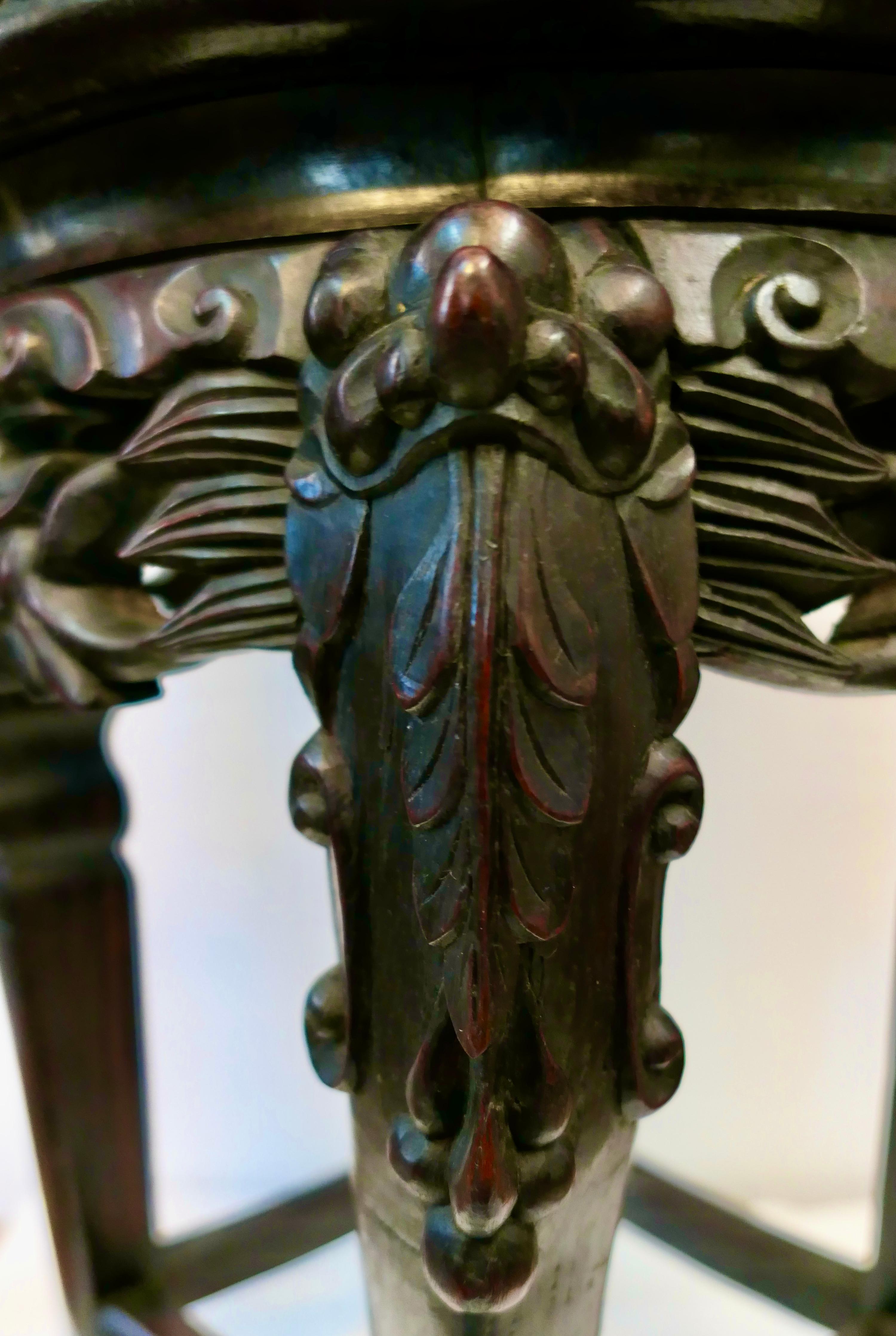 Hand-Carved Chinese Carved Teak Table For Sale