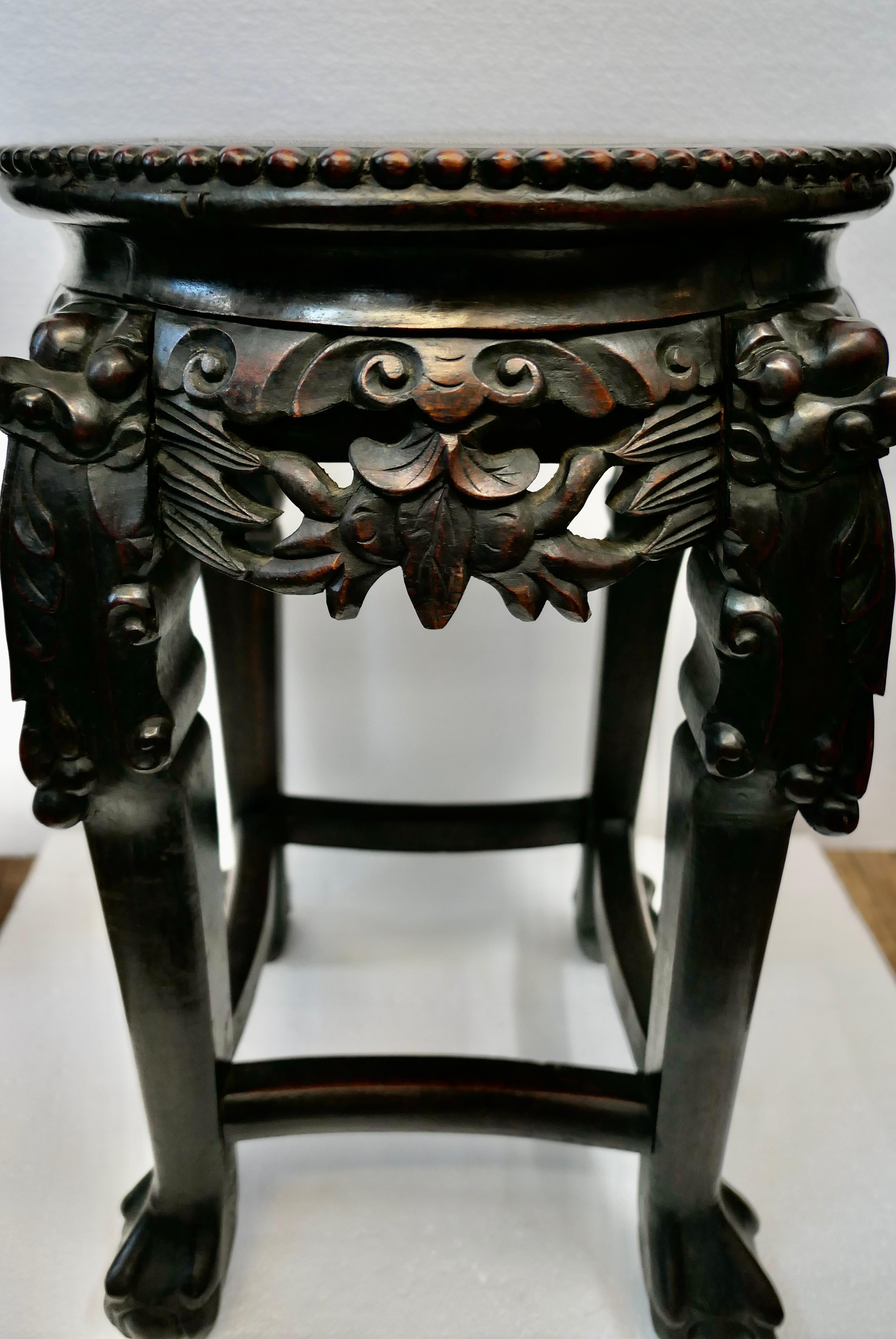 Chinese Carved Teak Table In Good Condition For Sale In Bronx, NY