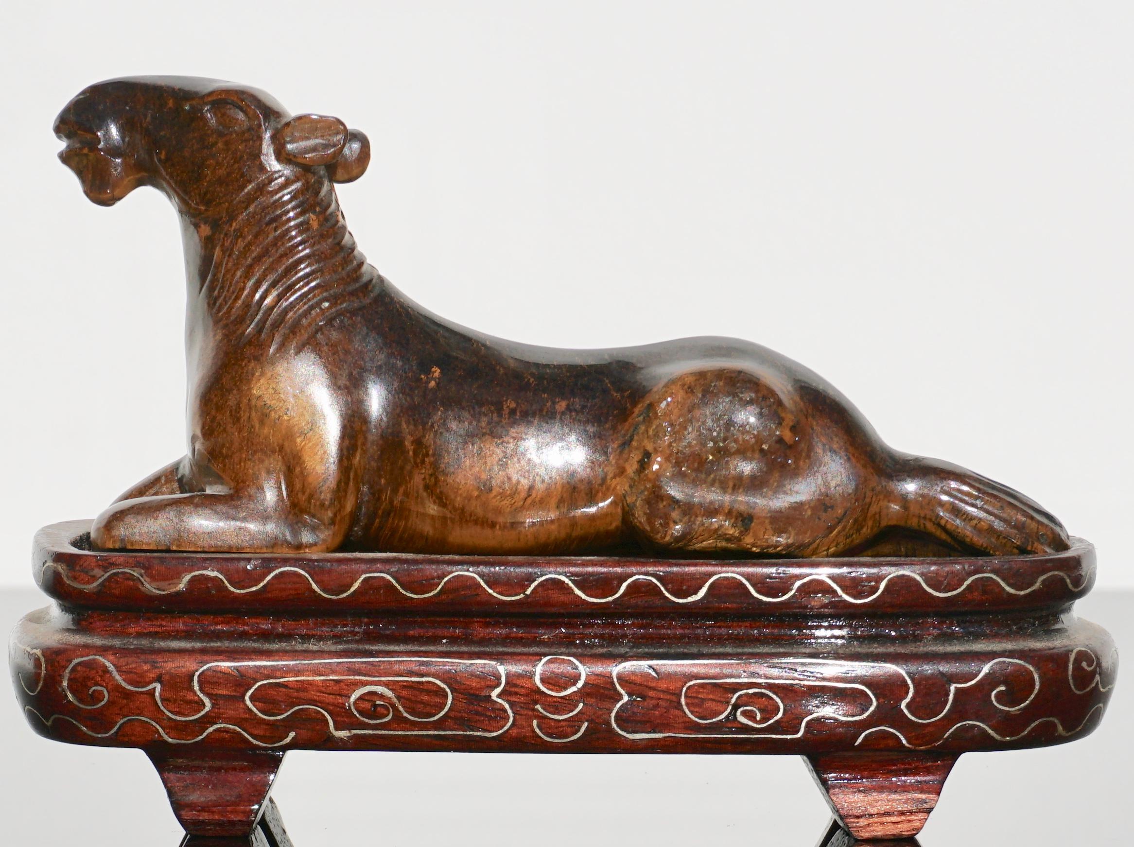 Chinese Carved Tigers Eye Han Tang Dynasty Style Horse In Good Condition In Dallas, TX