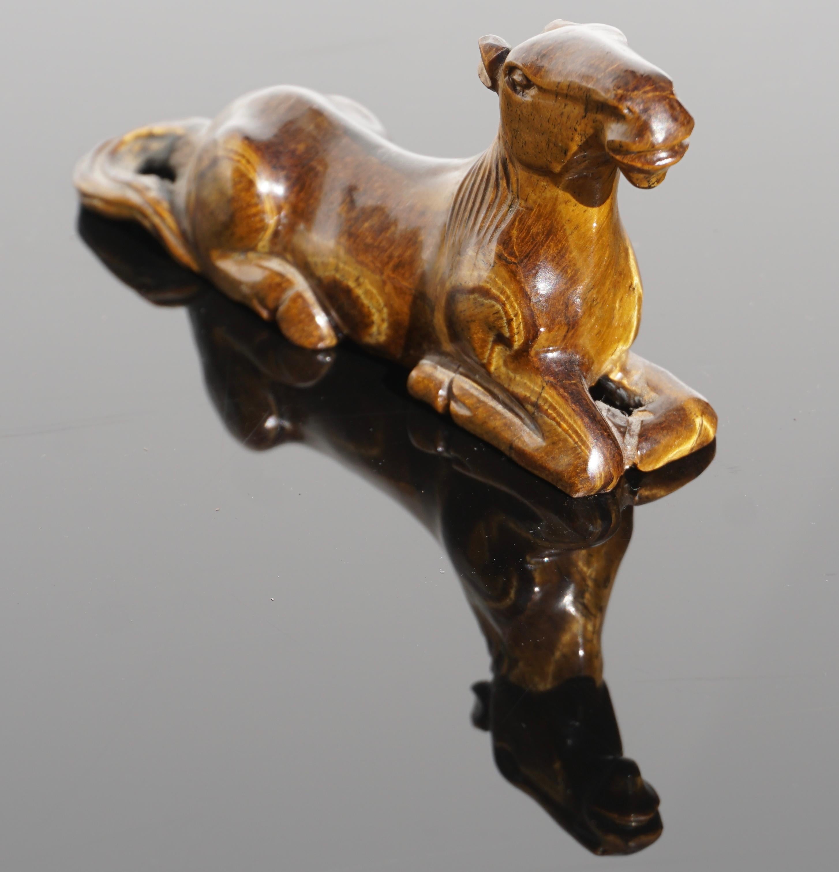 Early 20th Century Chinese Carved Tigers Eye Han Tang Dynasty Style Horse