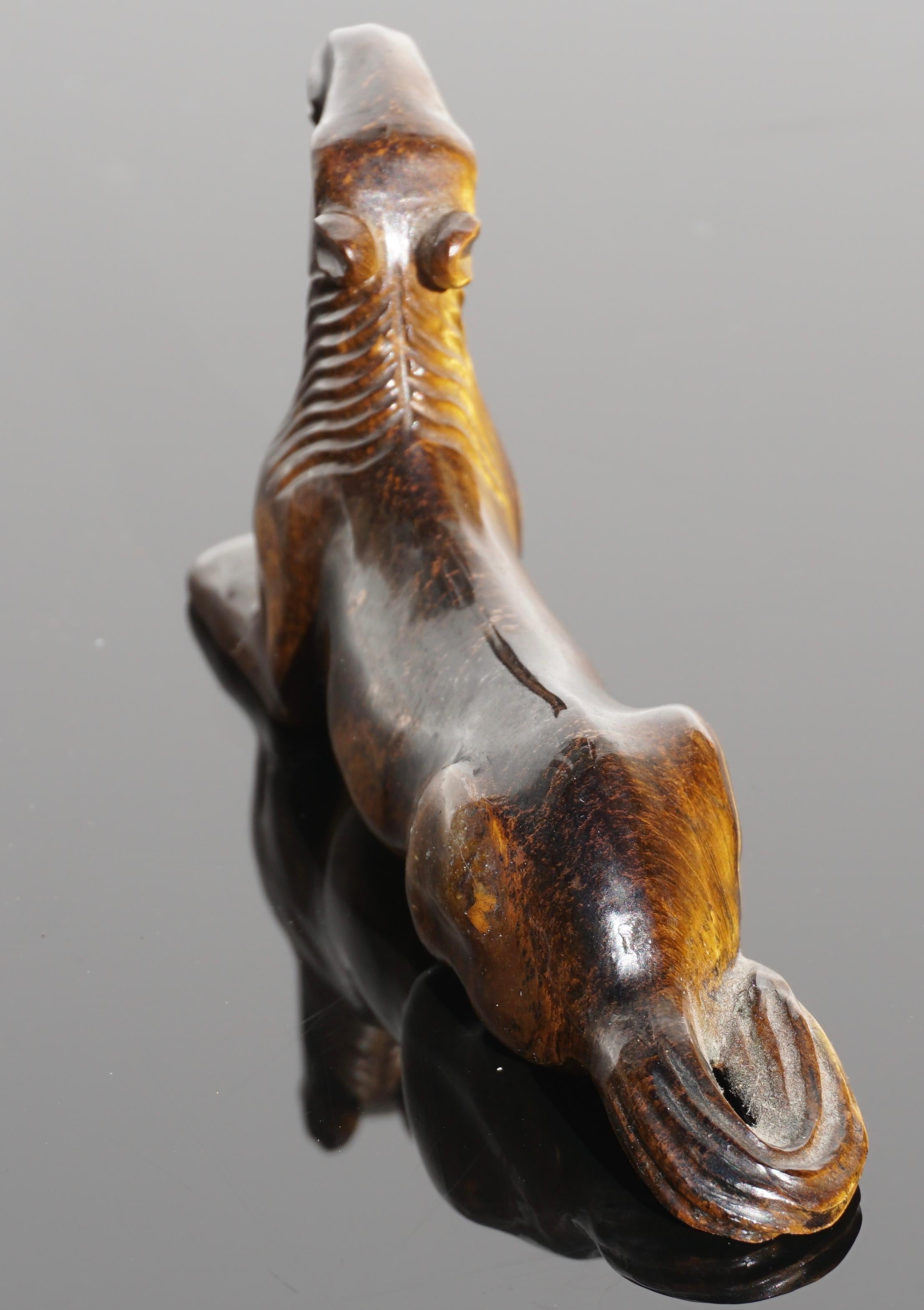 Chinese Carved Tigers Eye Han Tang Dynasty Style Horse 1