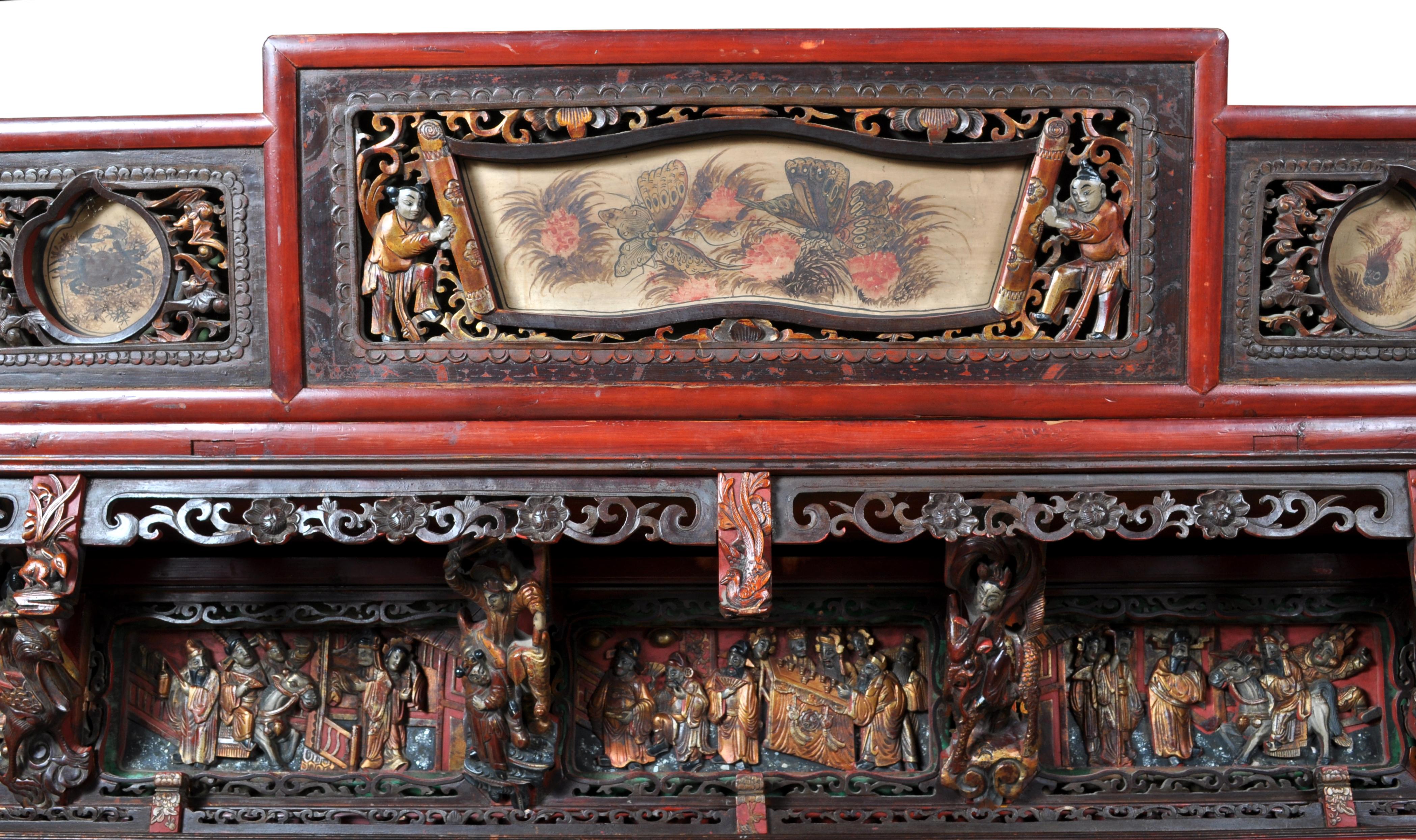 Chinese Carved Wedding Bed, Qing Dynasty, circa 1880 2