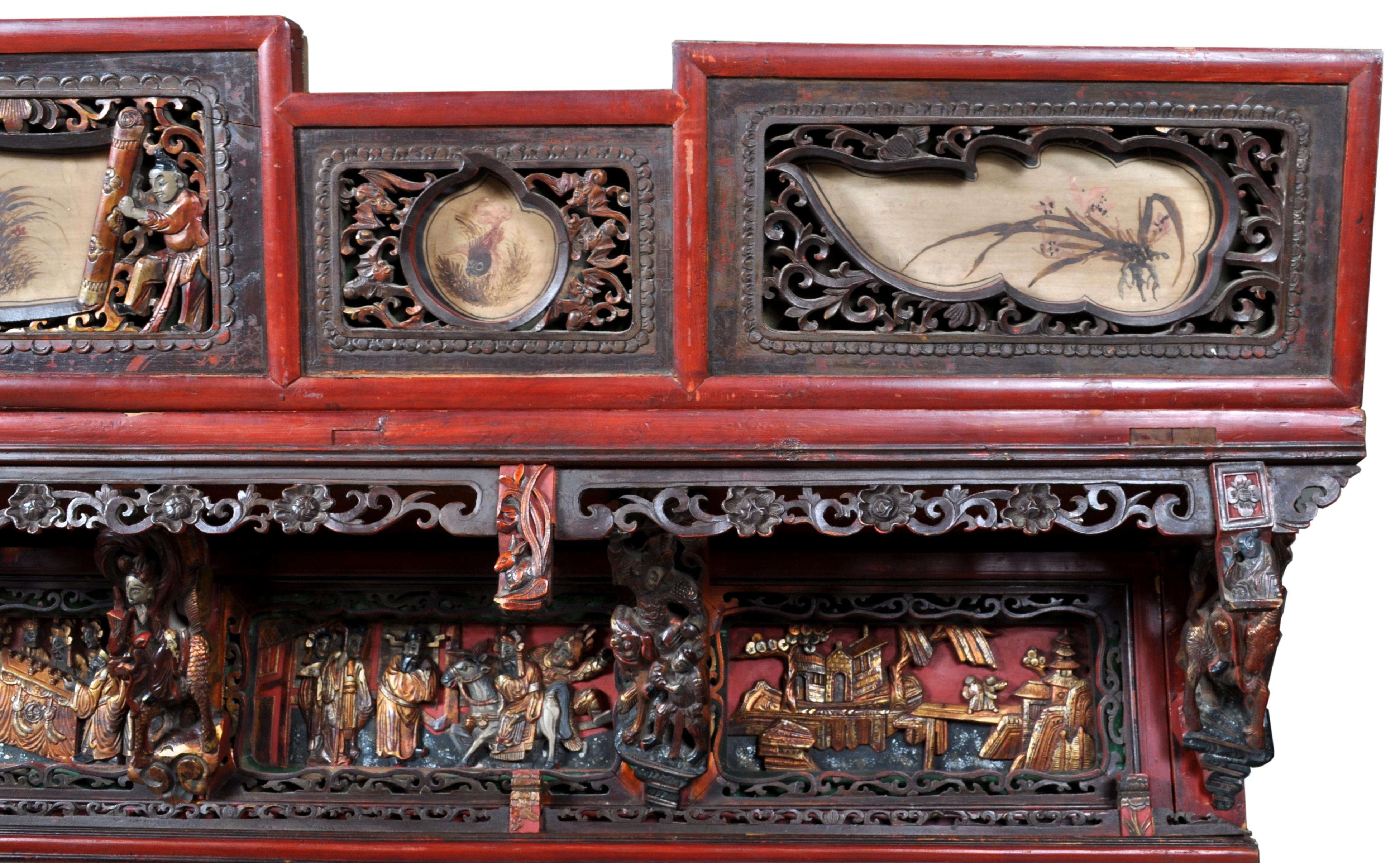Chinese Carved Wedding Bed, Qing Dynasty, circa 1880 1